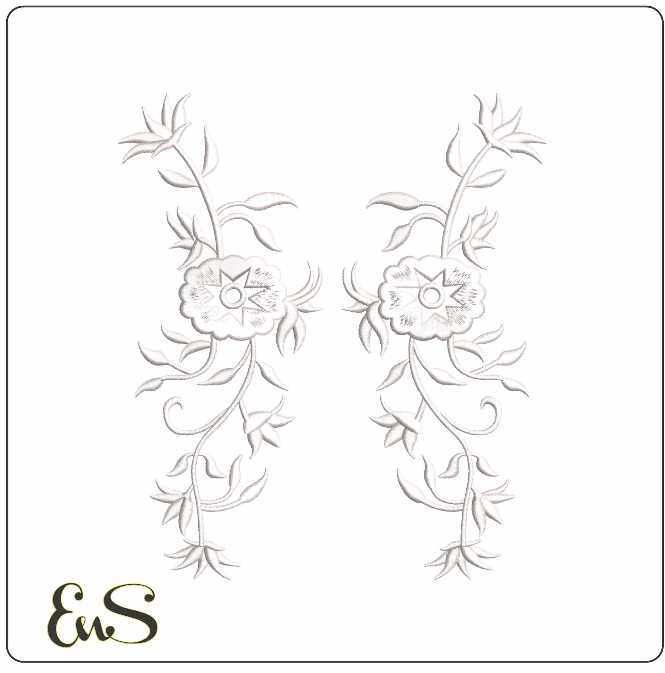 Basic White Flowers - Elegant embroidery design file - instant download