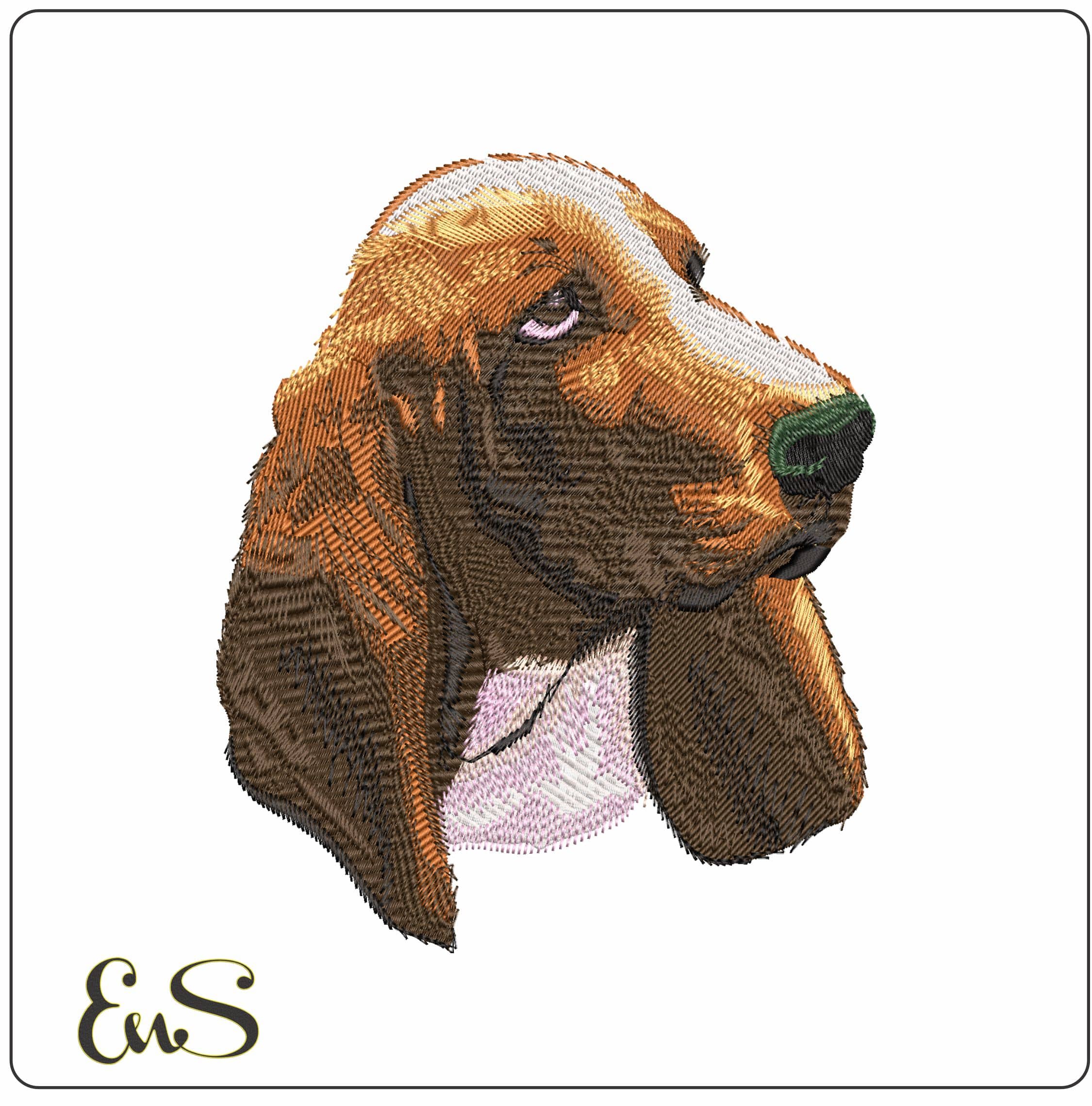 Basset Hound dog Head - Elegant embroidery design file - instant download