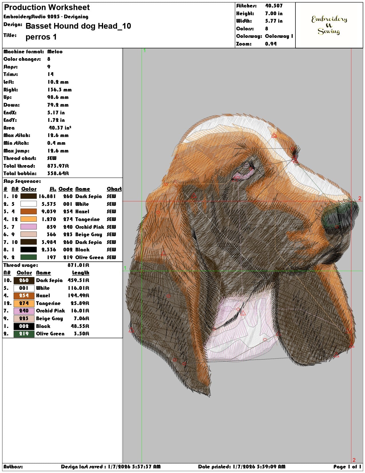 Basset Hound dog Head - Elegant embroidery design file - instant download — view 3