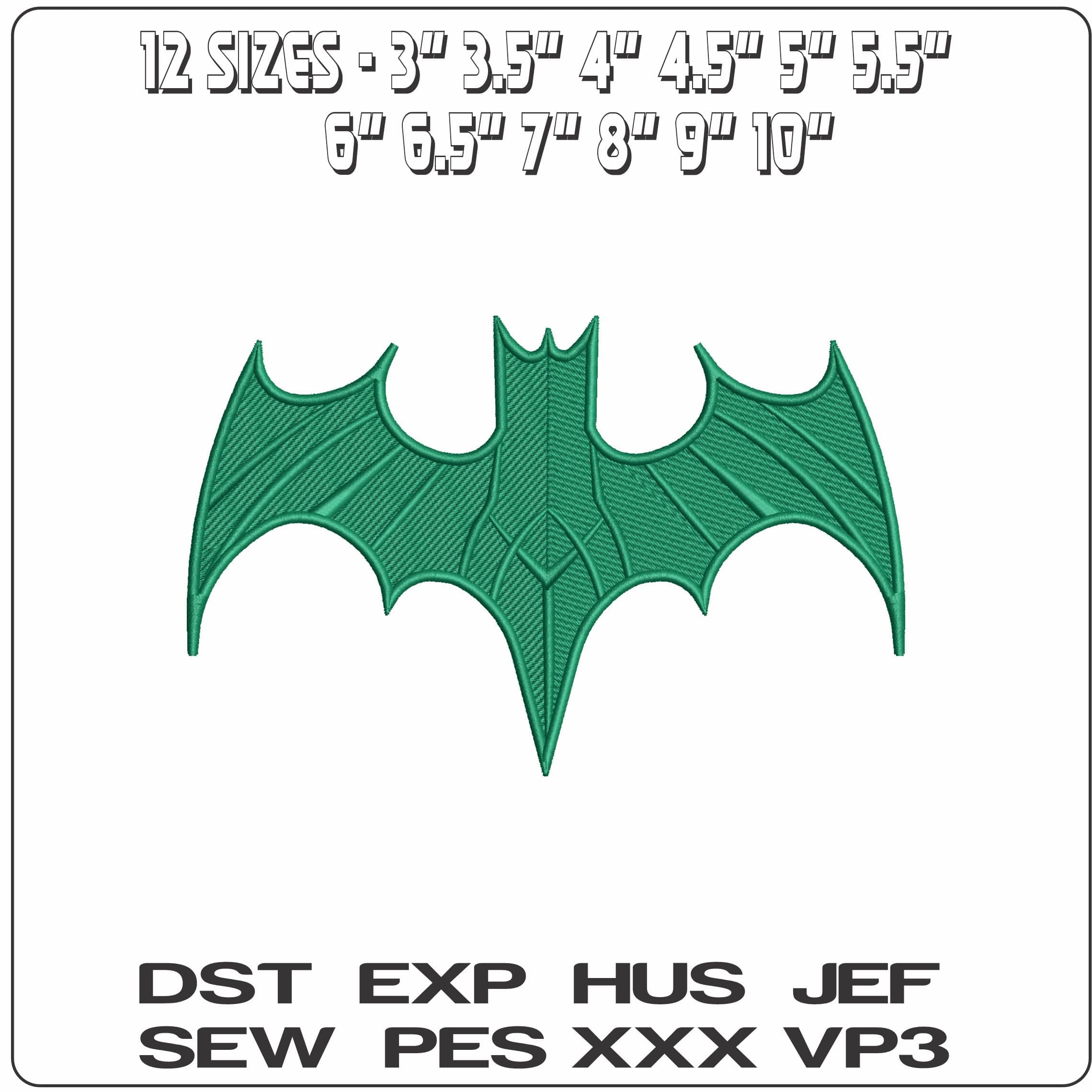 Batman Ribbed Logo DC Comics - Elegant embroidery design file - instant download — view 2