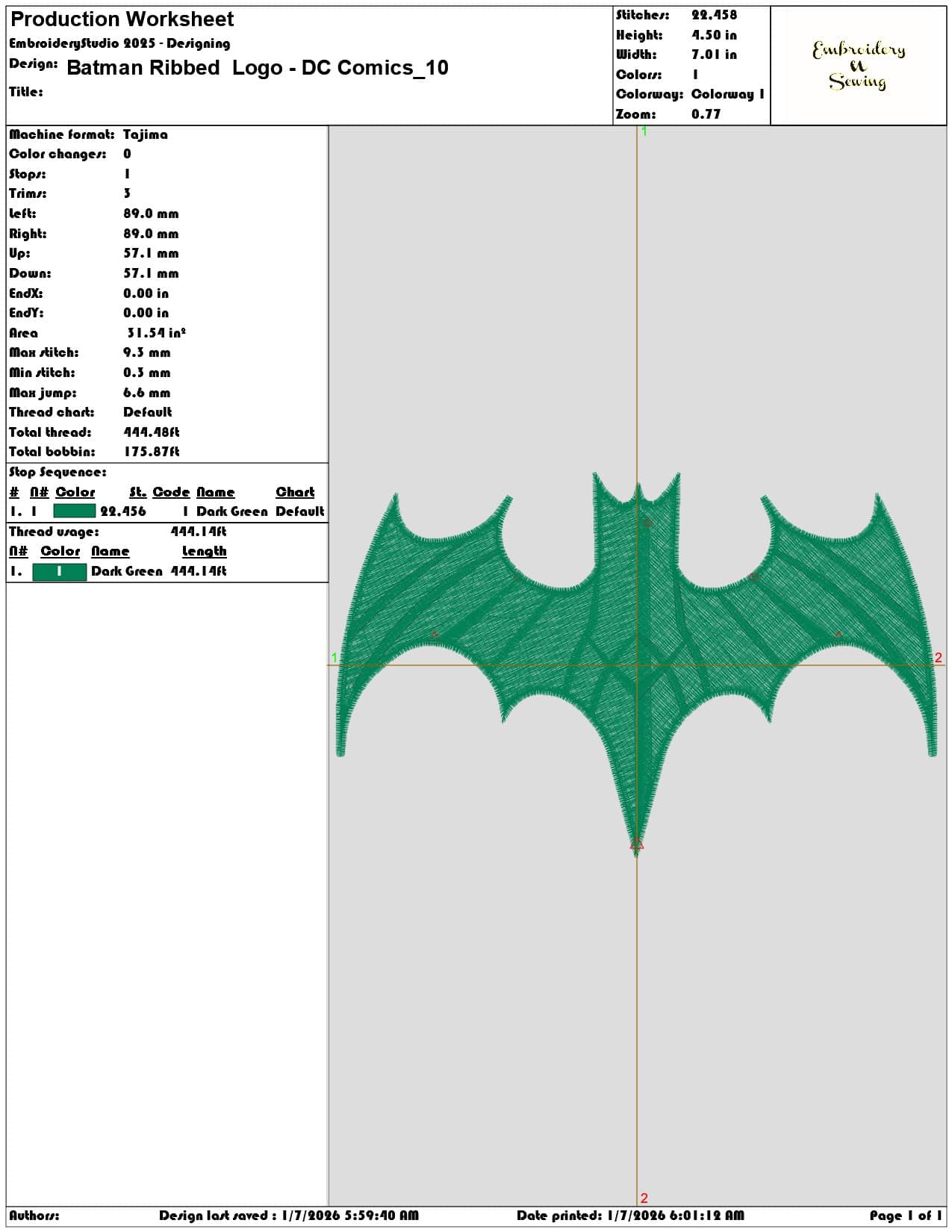 Batman Ribbed Logo DC Comics - Elegant embroidery design file - instant download — view 3
