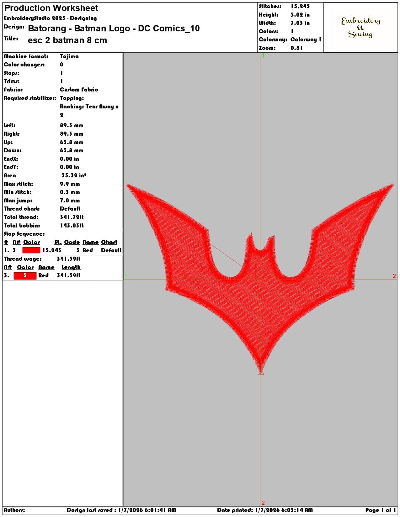 Batorang Batman Logo DC Comics - Elegant embroidery design file - instant download — view 3