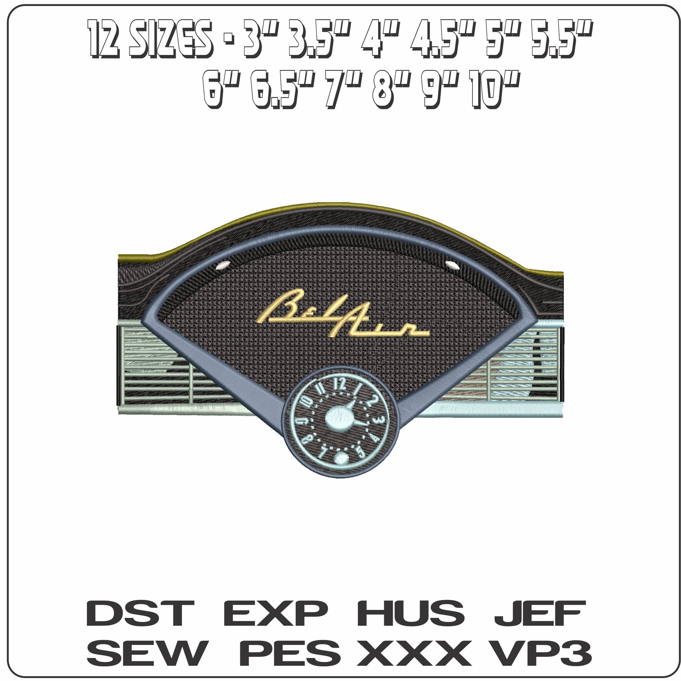 Bel Air Dash - Elegant embroidery design file - instant download — view 2