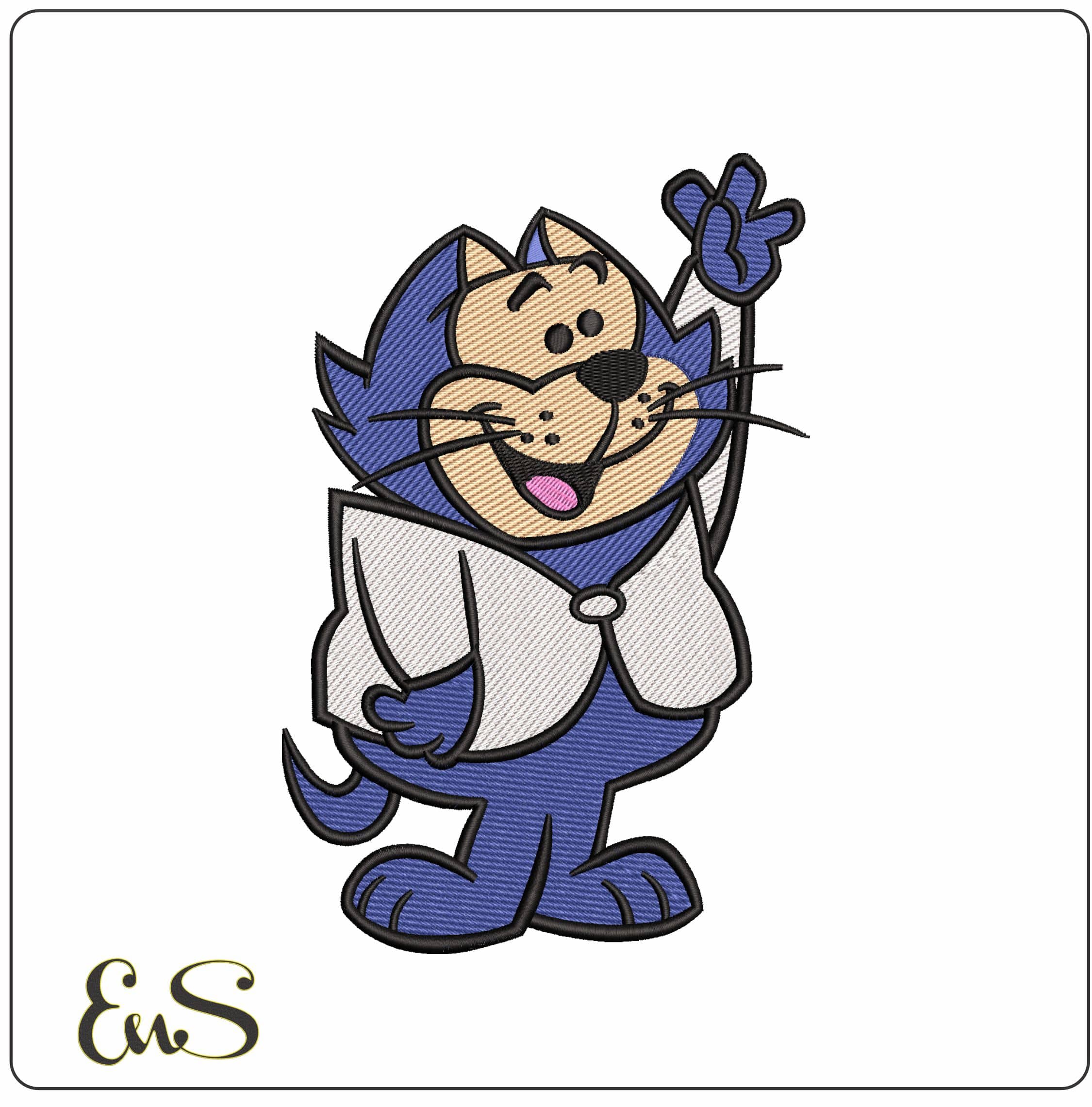 Benny Topcat Cartoon - Elegant embroidery design file - instant download