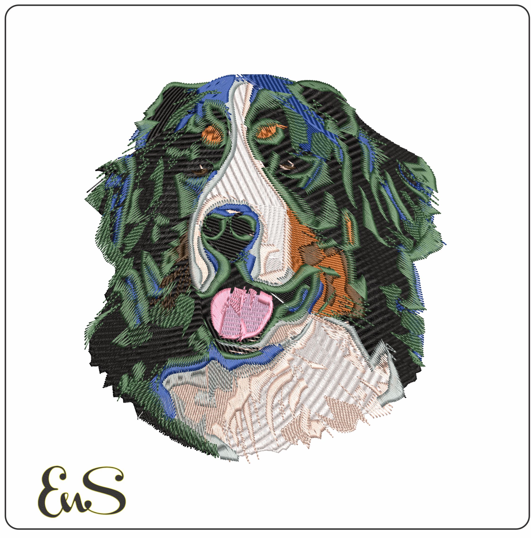 Bernese Mountain dog Head - Elegant embroidery design file - instant download