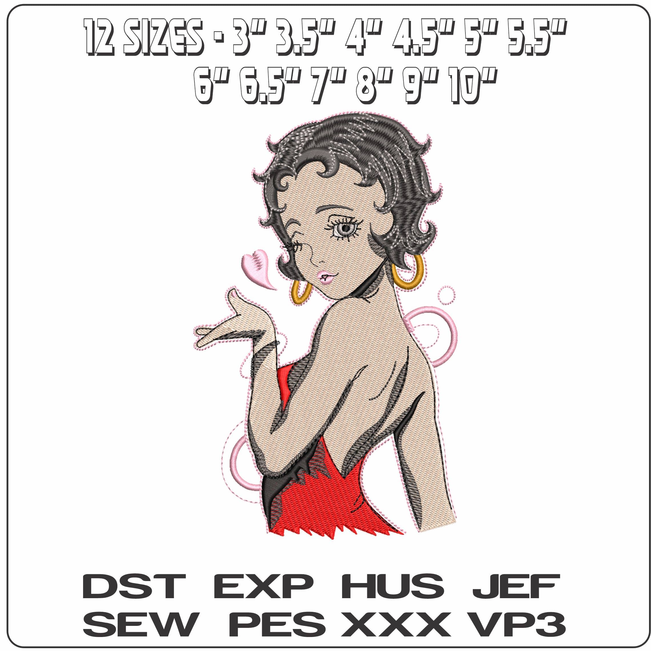Betty Boo Life like - Elegant embroidery design file - instant download — view 2