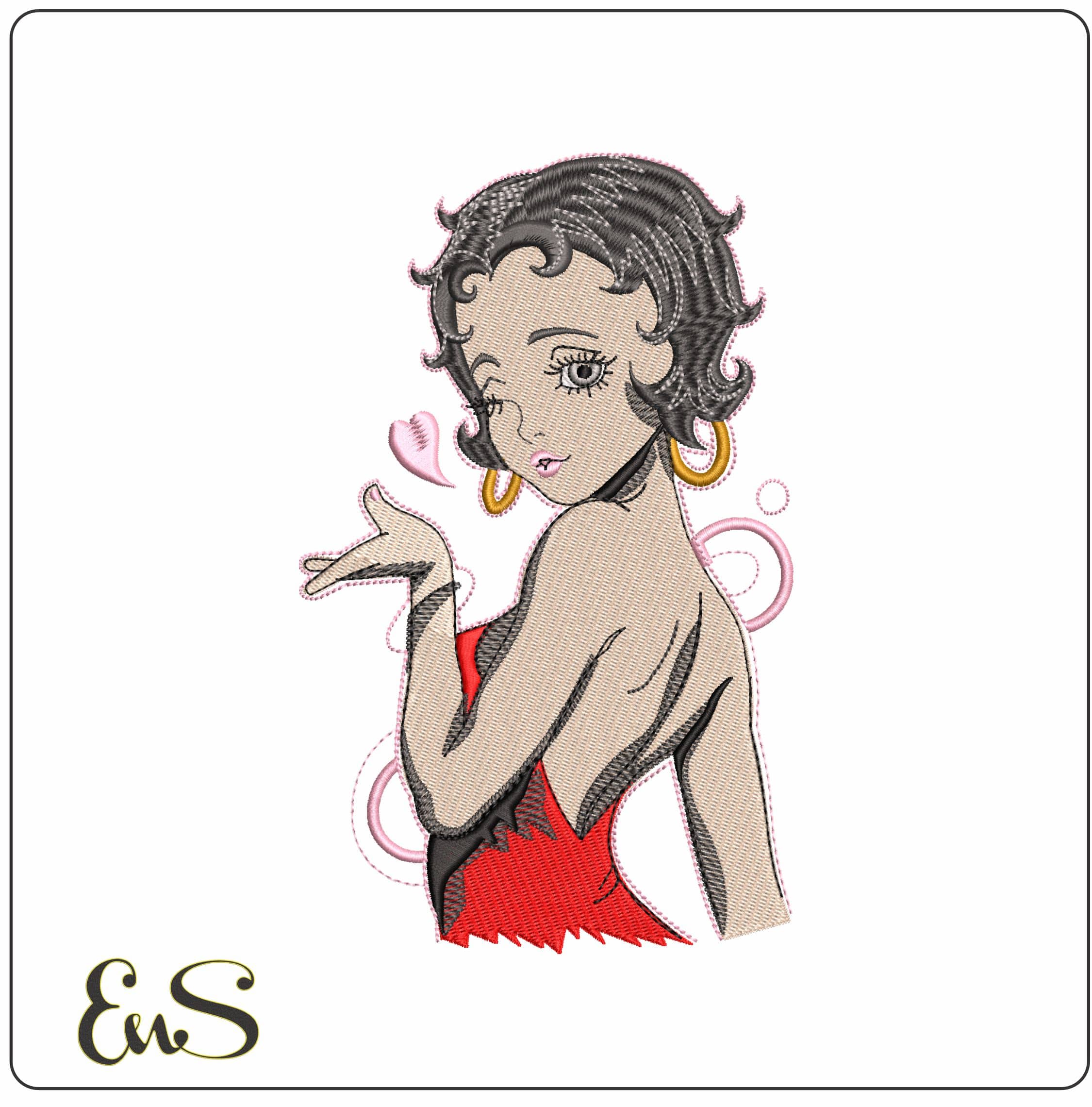 Betty Boo Life like - Elegant embroidery design file - instant download