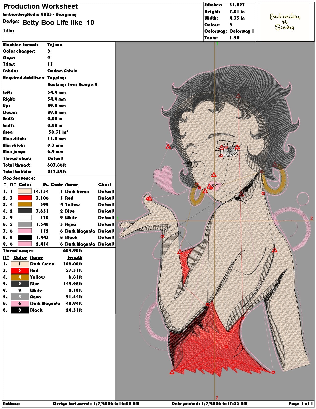 Betty Boo Life like - Elegant embroidery design file - instant download — view 3