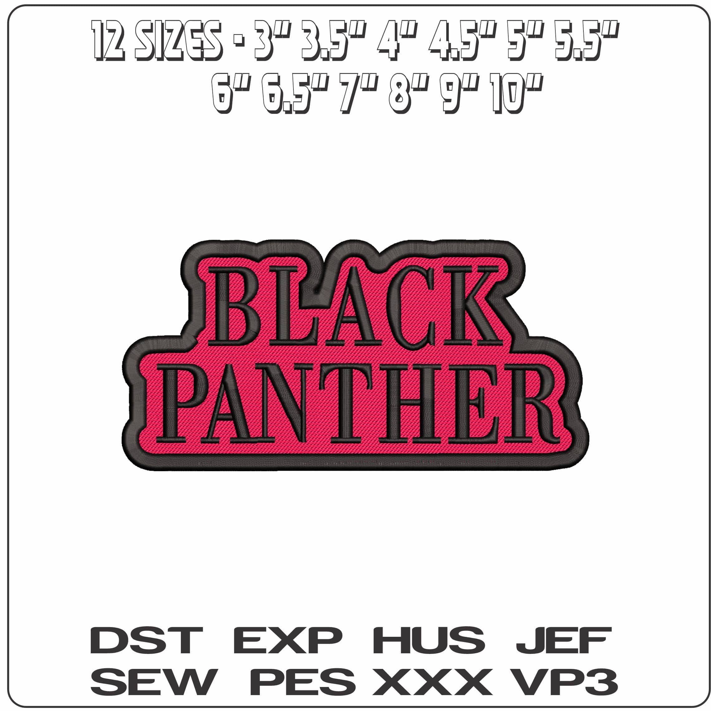 Black Panther Title - Elegant embroidery design file - instant download — view 2