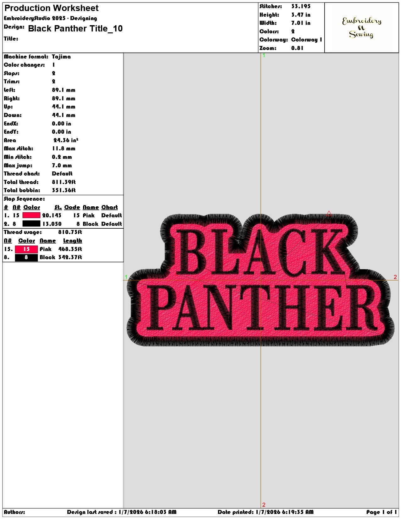 Black Panther Title - Elegant embroidery design file - instant download — view 3
