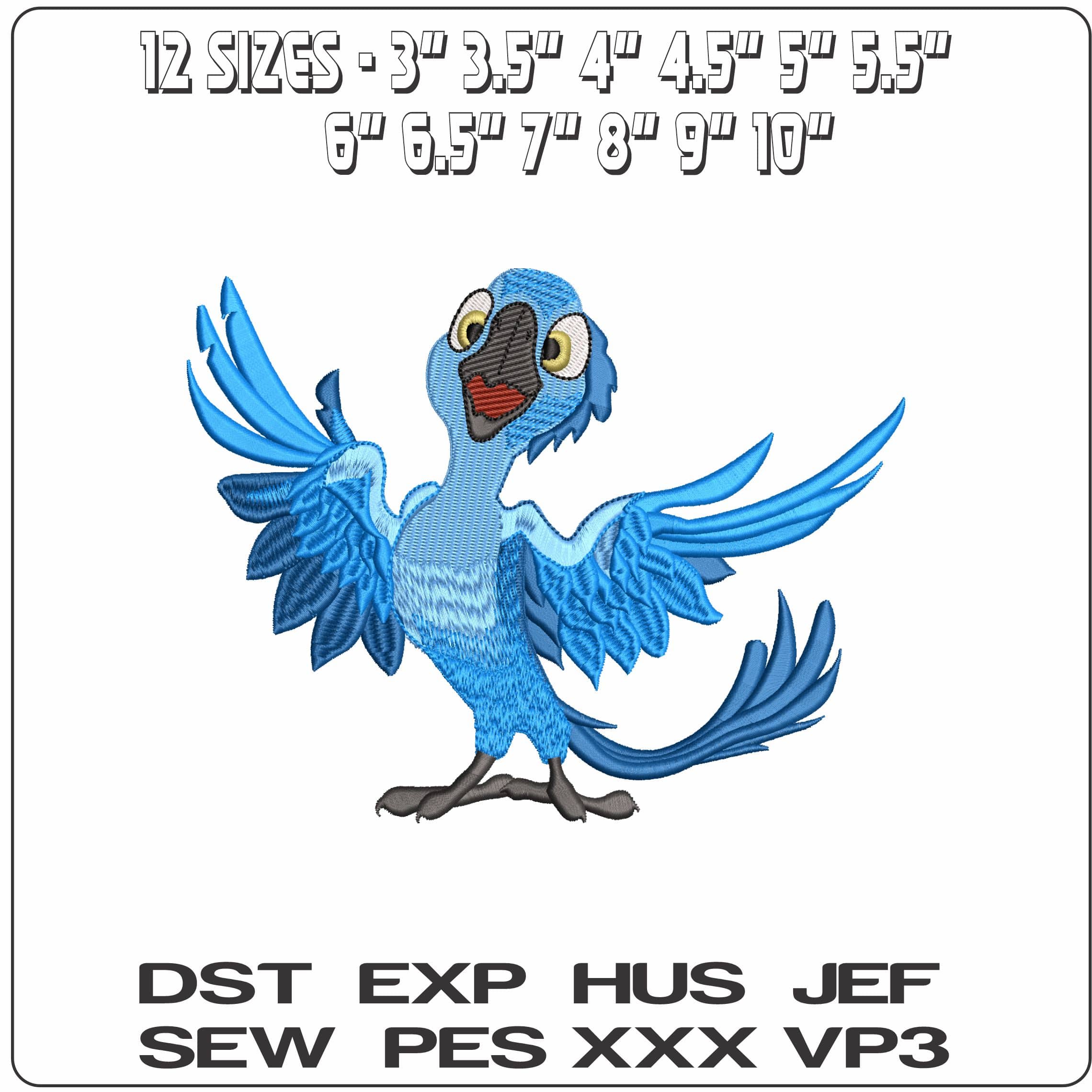 Blu Rio Cartoon - Elegant embroidery design file - instant download — view 2