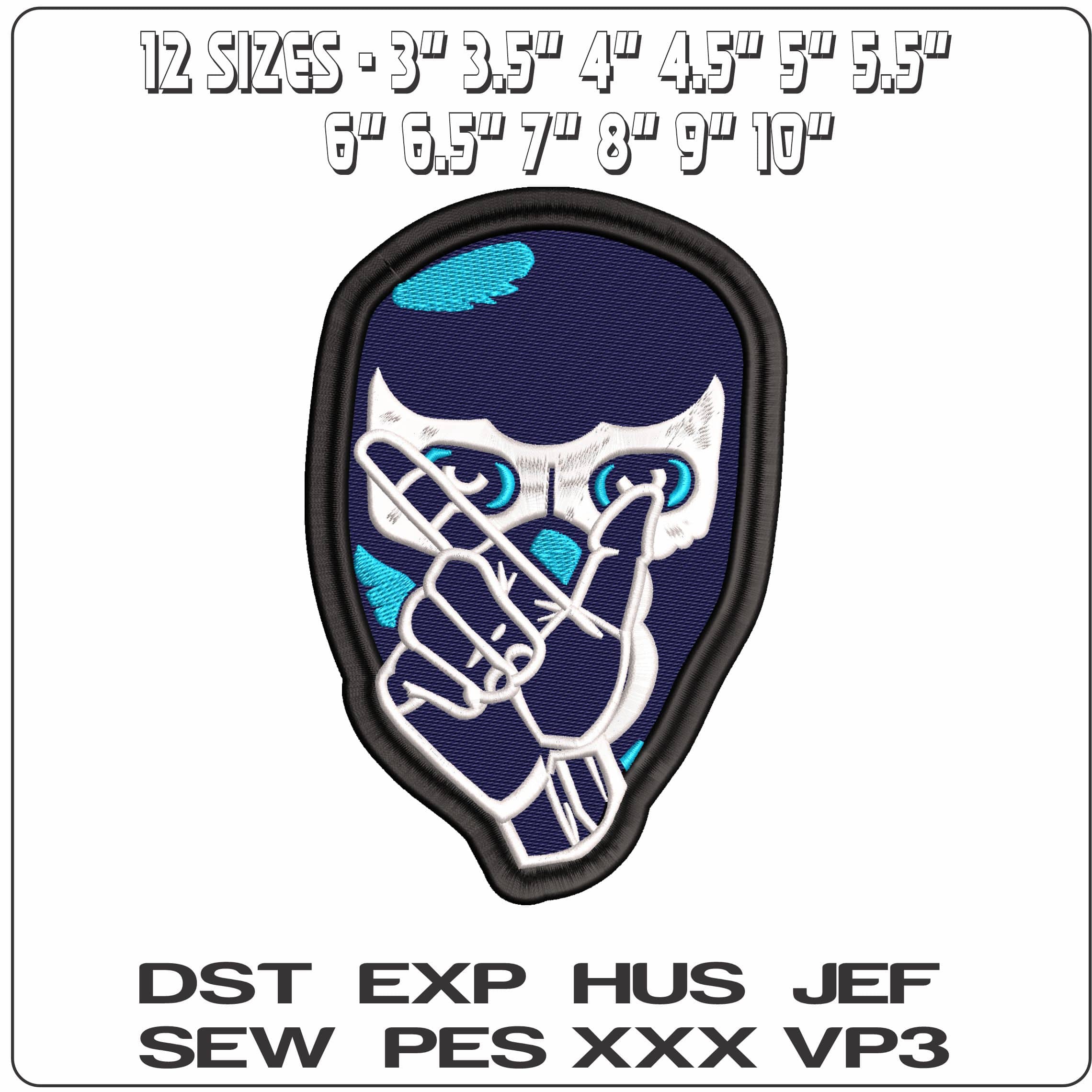 Blue Man Face - Elegant embroidery design file - instant download — view 2