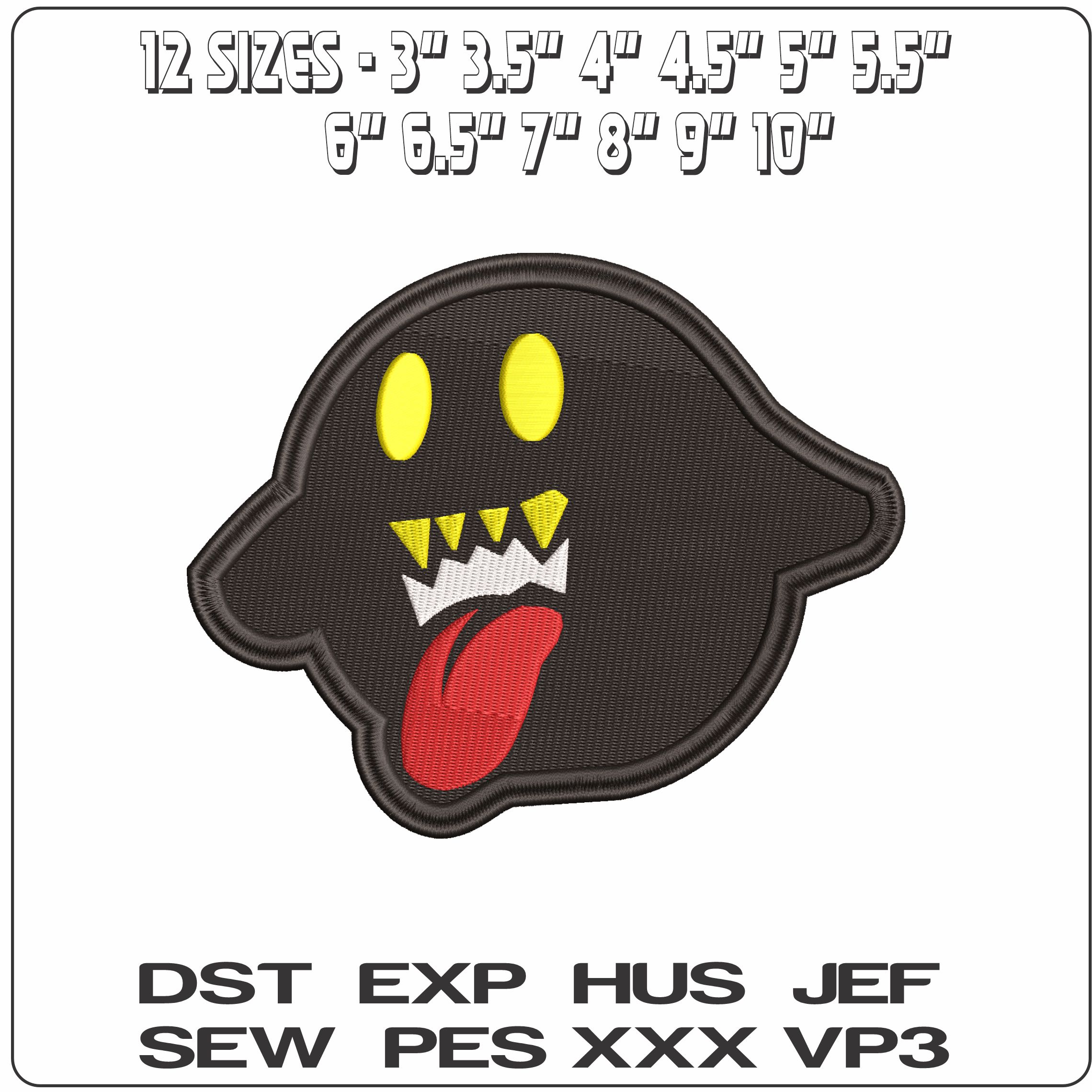 Bomb Boo Super Mario Bros - Elegant embroidery design file - instant download — view 2