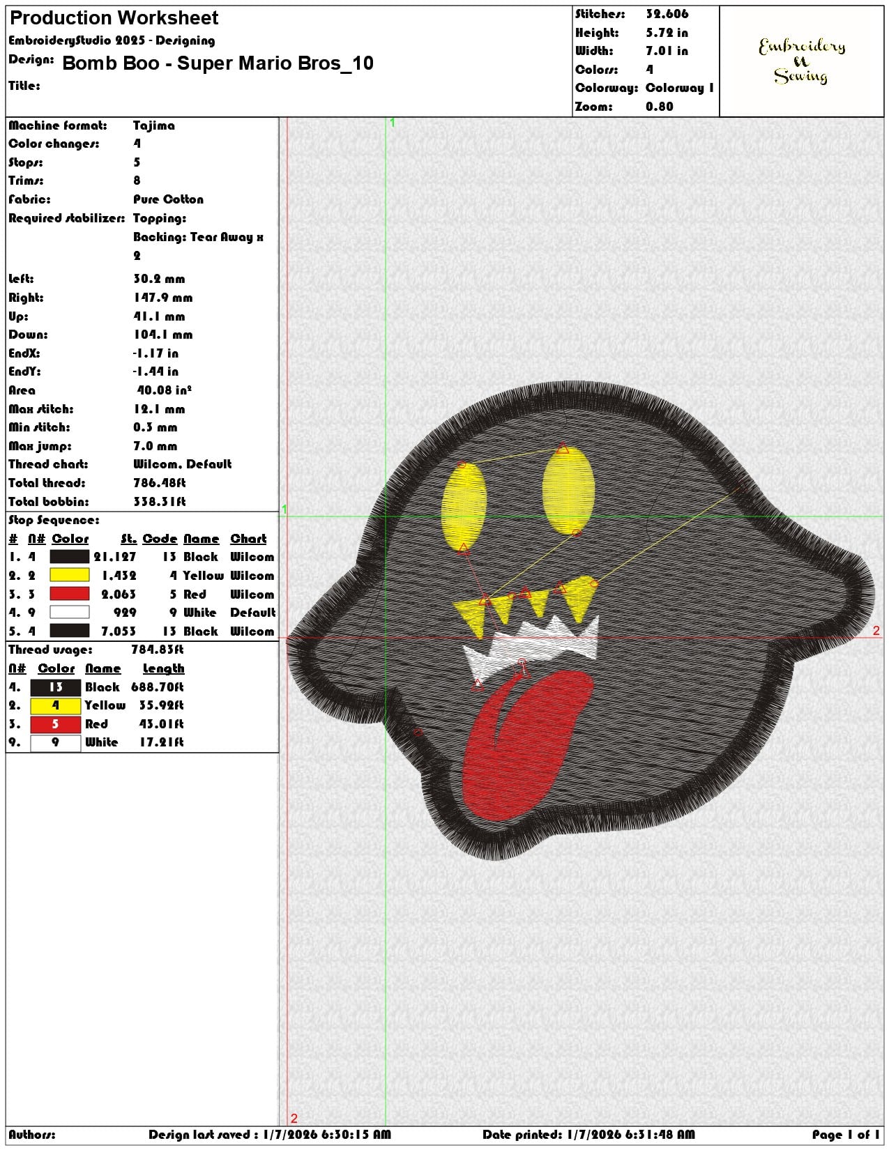 Bomb Boo Super Mario Bros - Elegant embroidery design file - instant download — view 3