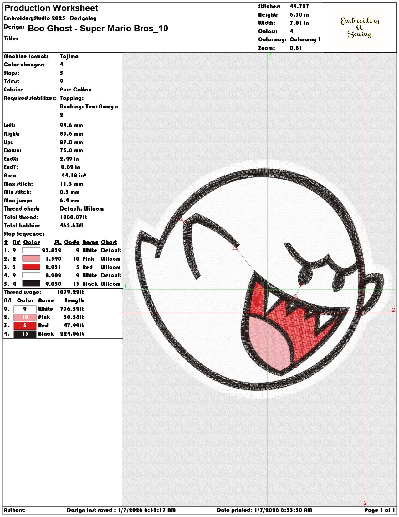 Boo Ghost Super Mario Bros - Elegant embroidery design file - instant download — view 3