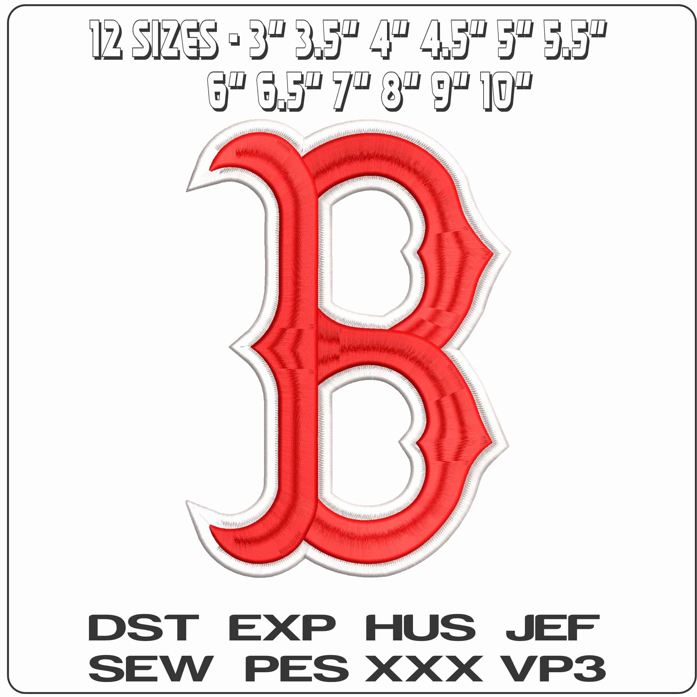 Boston Red Sox 3d - Elegant embroidery design file - instant download — view 2