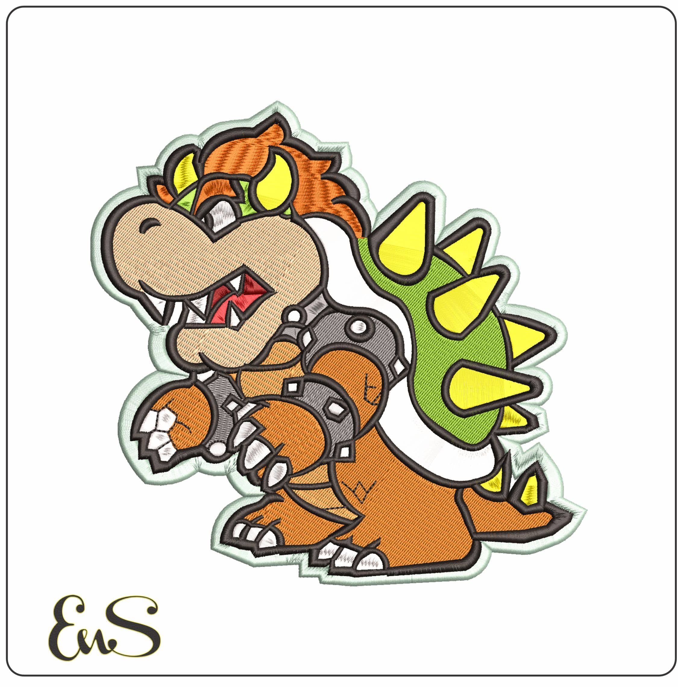 Bowser Super Mario Bros - Elegant embroidery design file - instant download