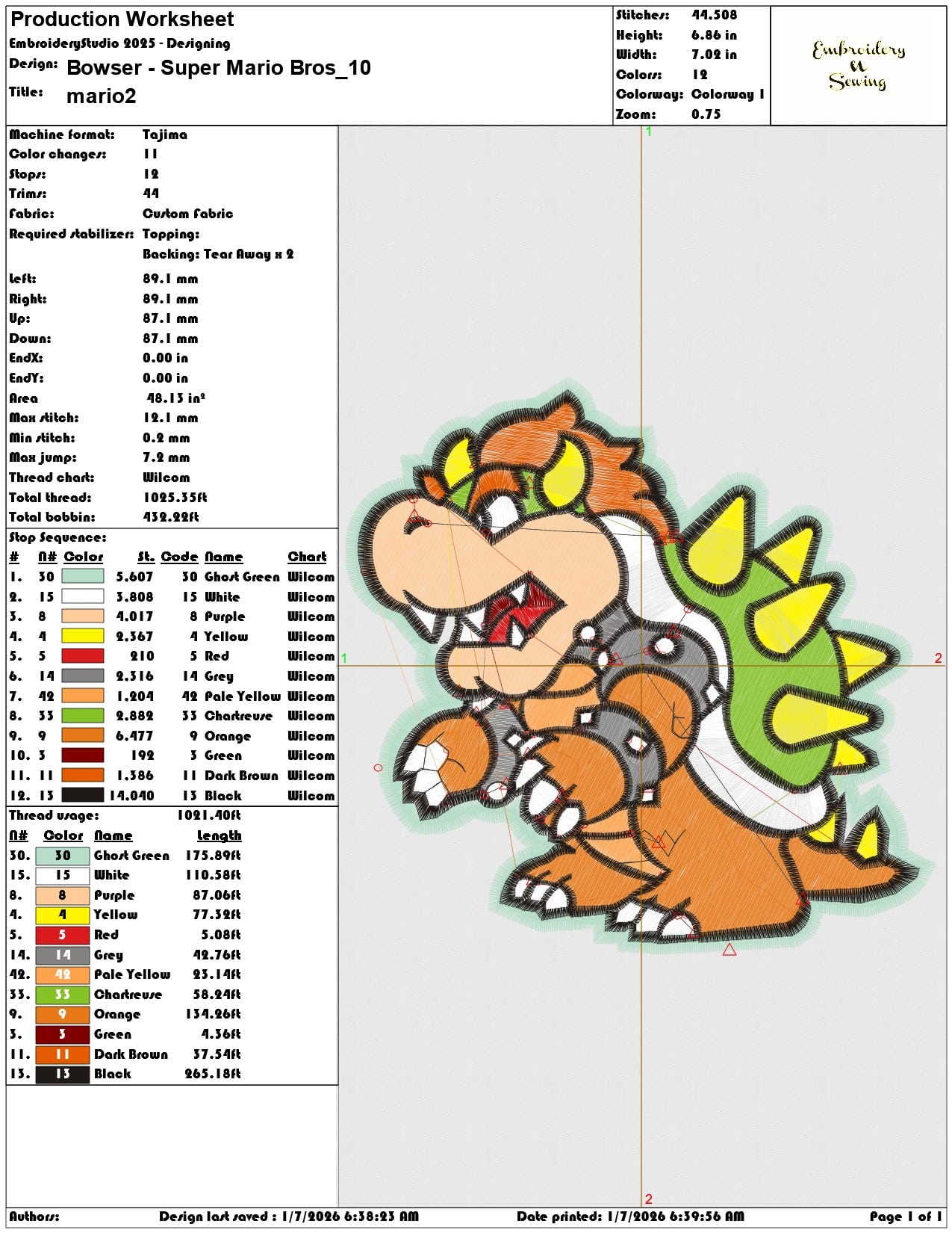 Bowser Super Mario Bros - Elegant embroidery design file - instant download — view 3