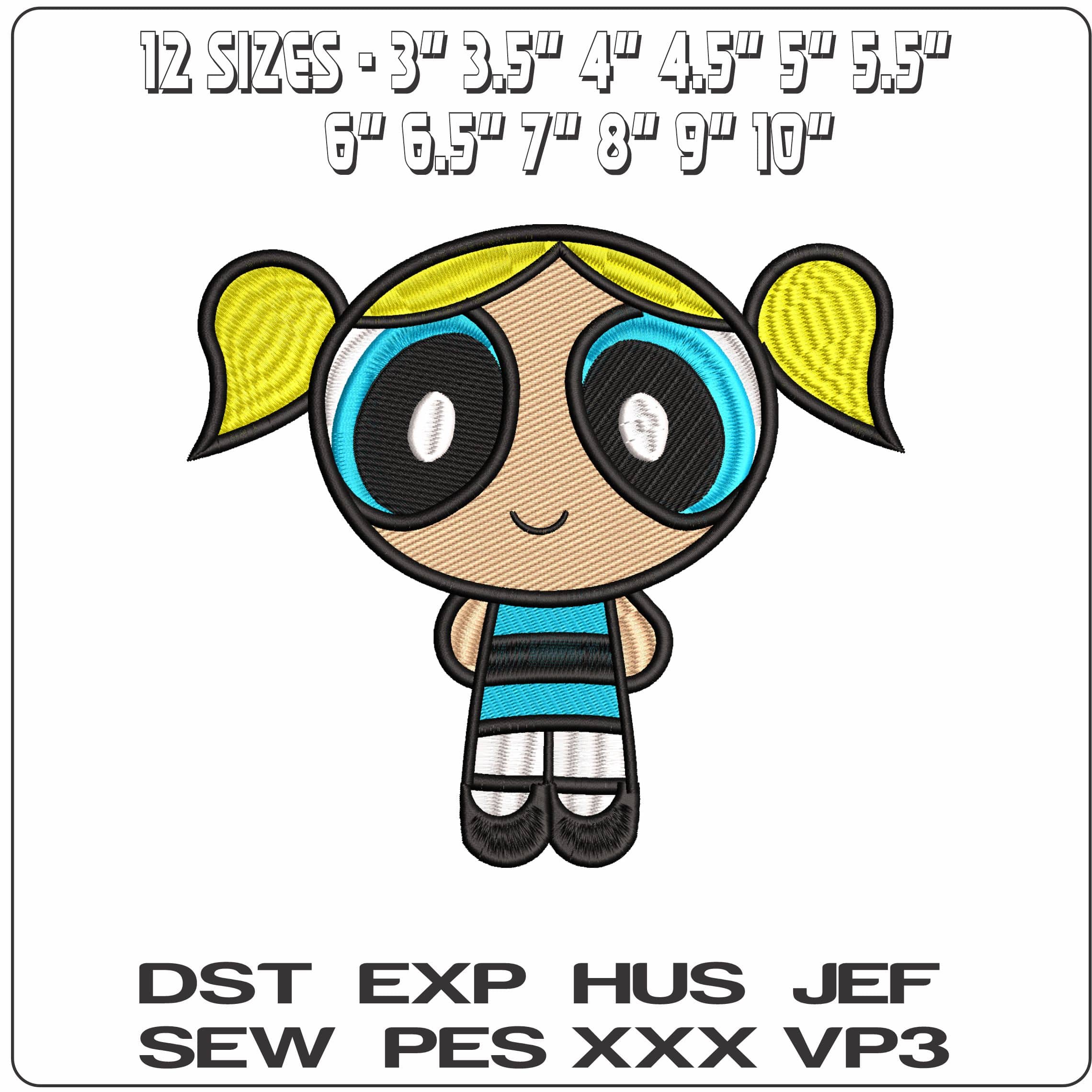 Bubbles PowerPuff Girl - Elegant embroidery design file - instant download — view 2