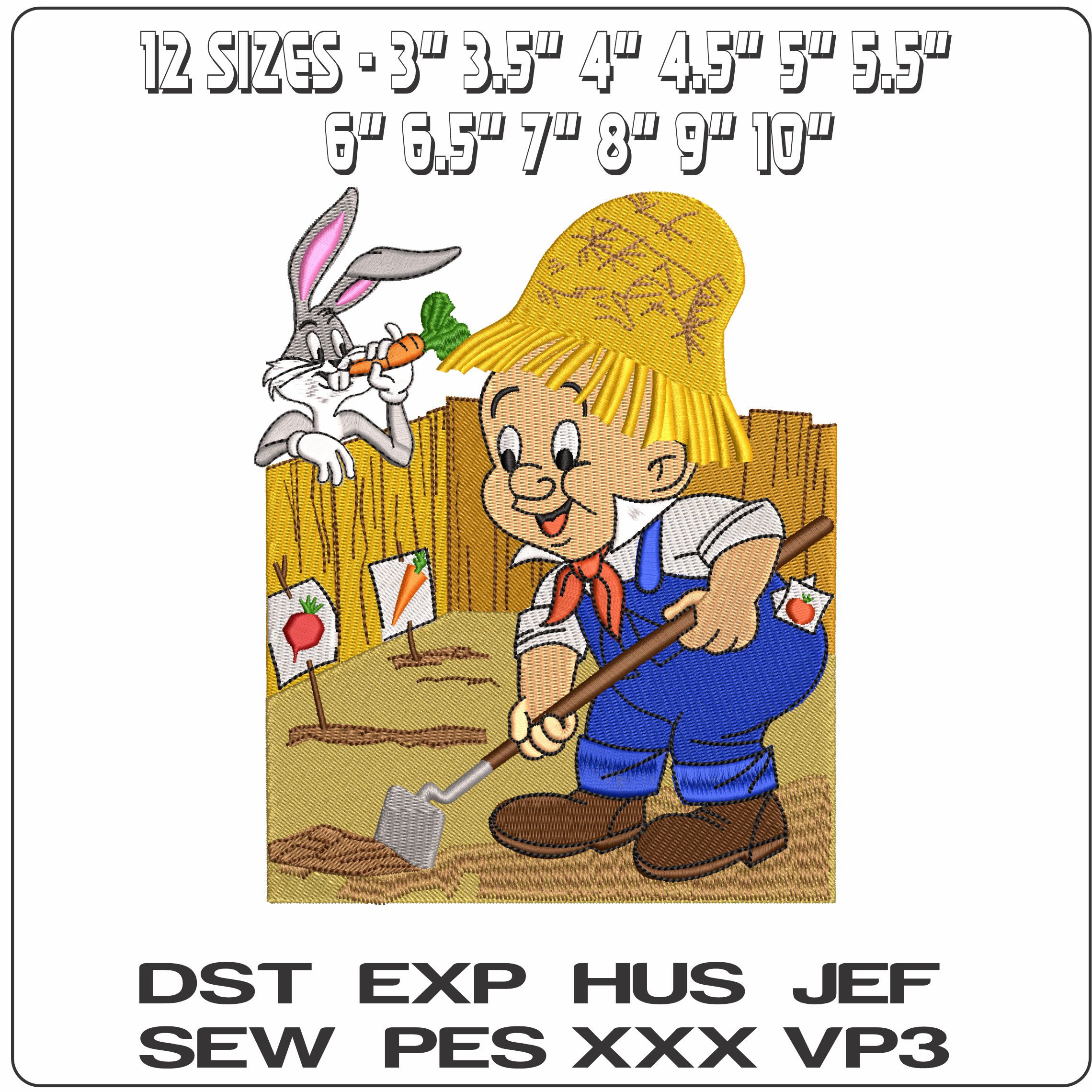 Bugs Bunny watch Farmer Elmer Fudd Looney Tunes - Elegant embroidery design file - instant download — view 2