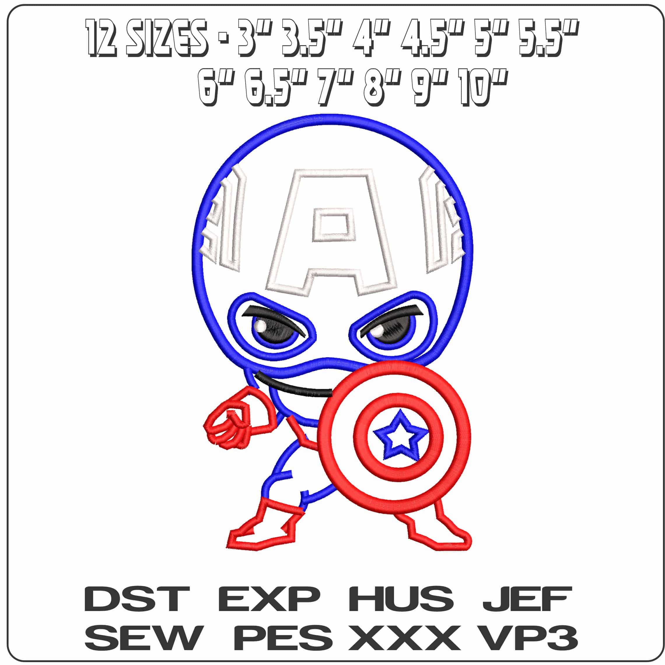 Capitan America outline - Elegant embroidery design file - instant download — view 2