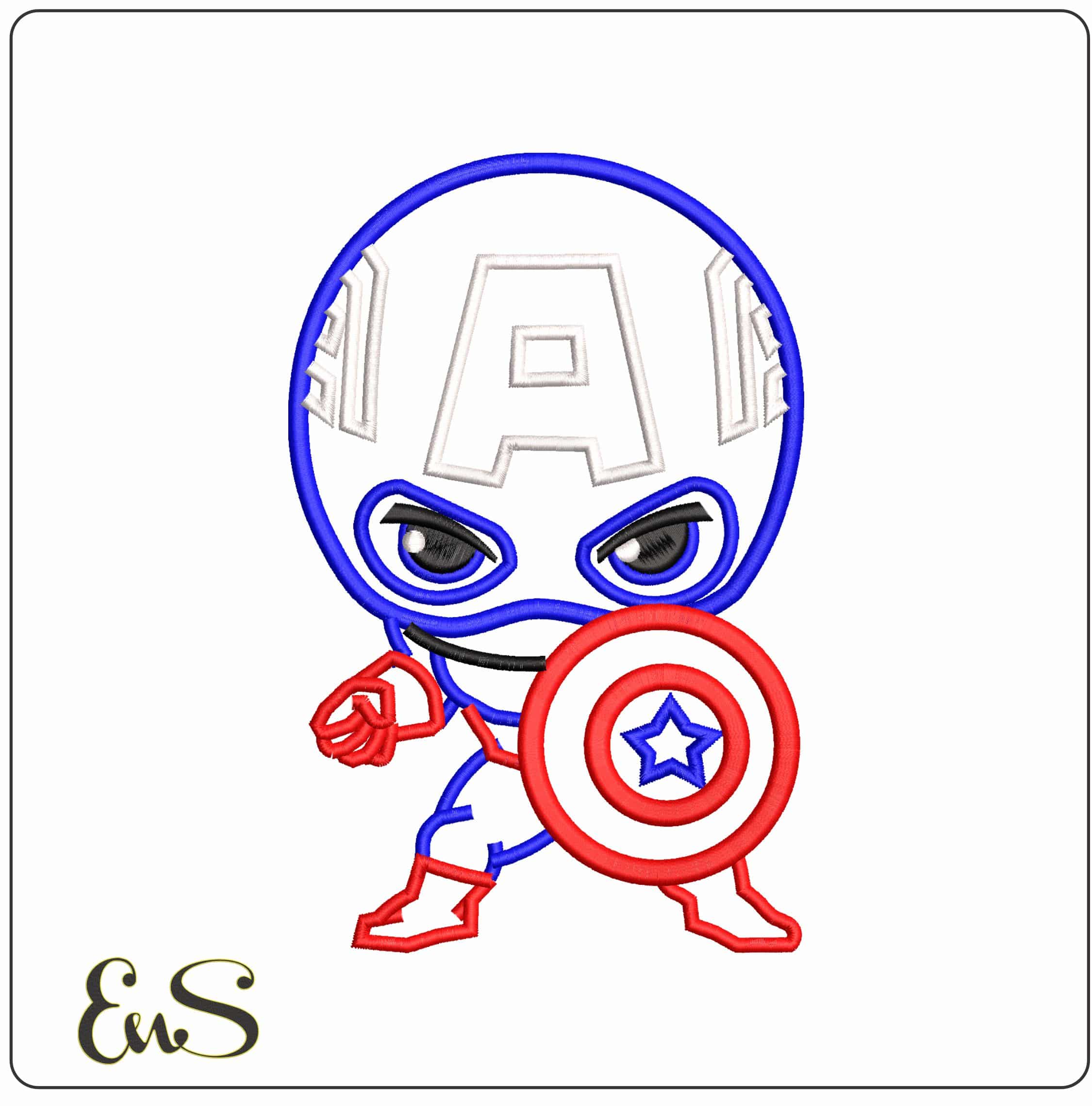 Capitan America outline - Elegant embroidery design file - instant download