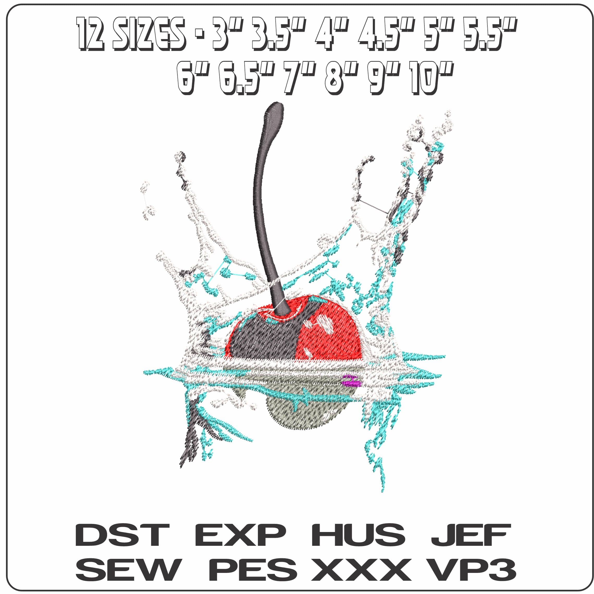 Cherry Splash in Water - Elegant embroidery design file - instant download — view 2
