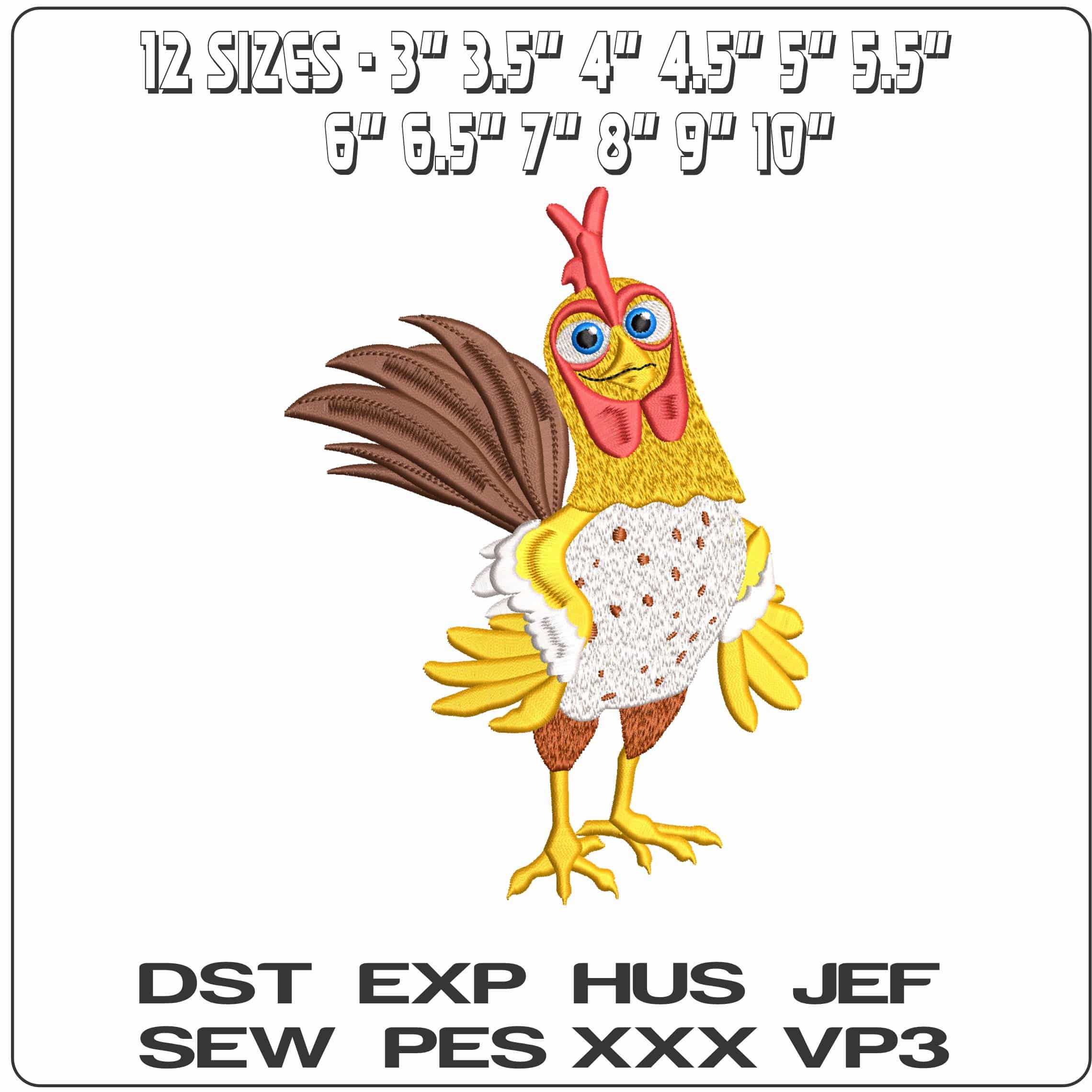 Chicken Cartoon - Elegant embroidery design file - instant download — view 2