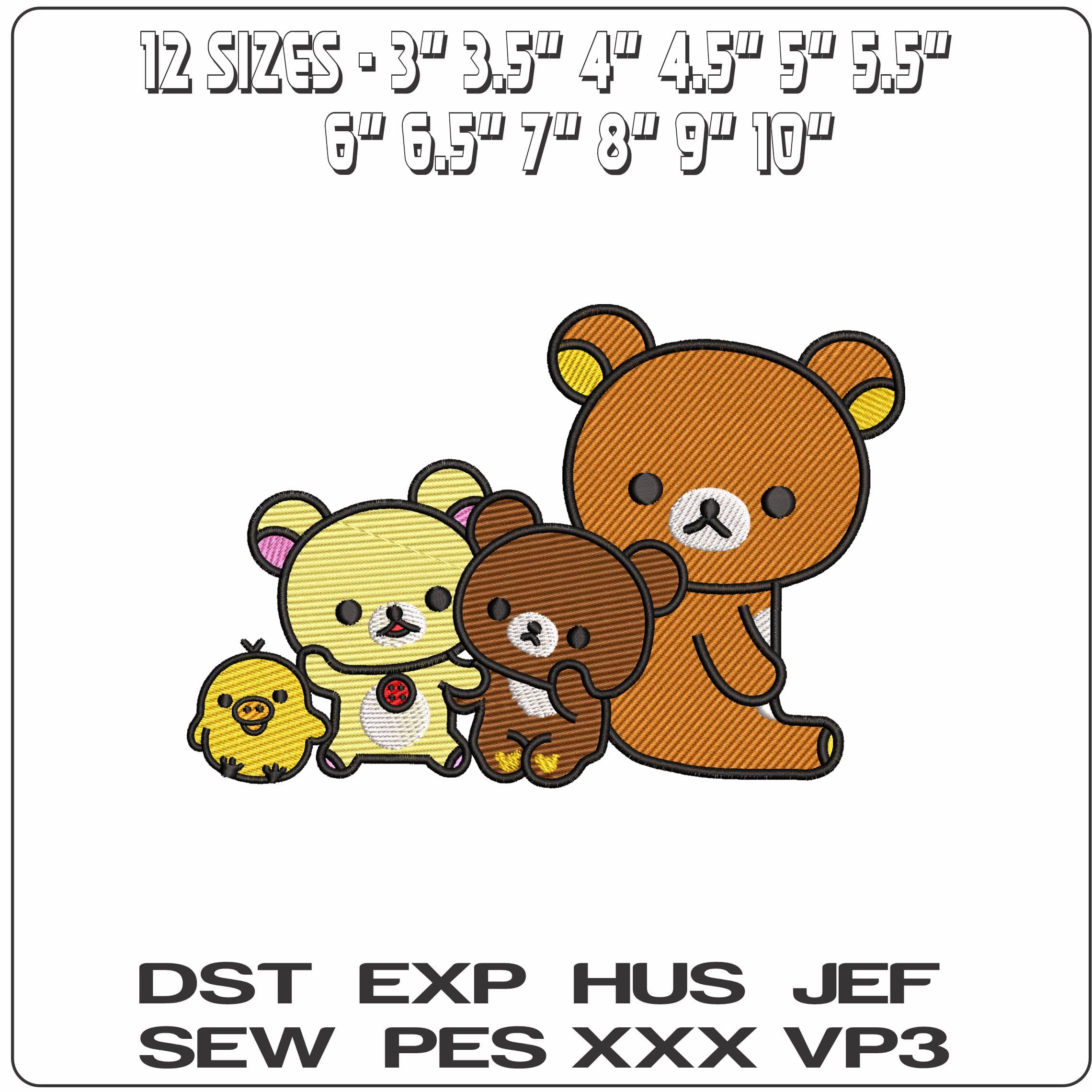 Childrens Bears and Duck - Elegant embroidery design file - instant download — view 2
