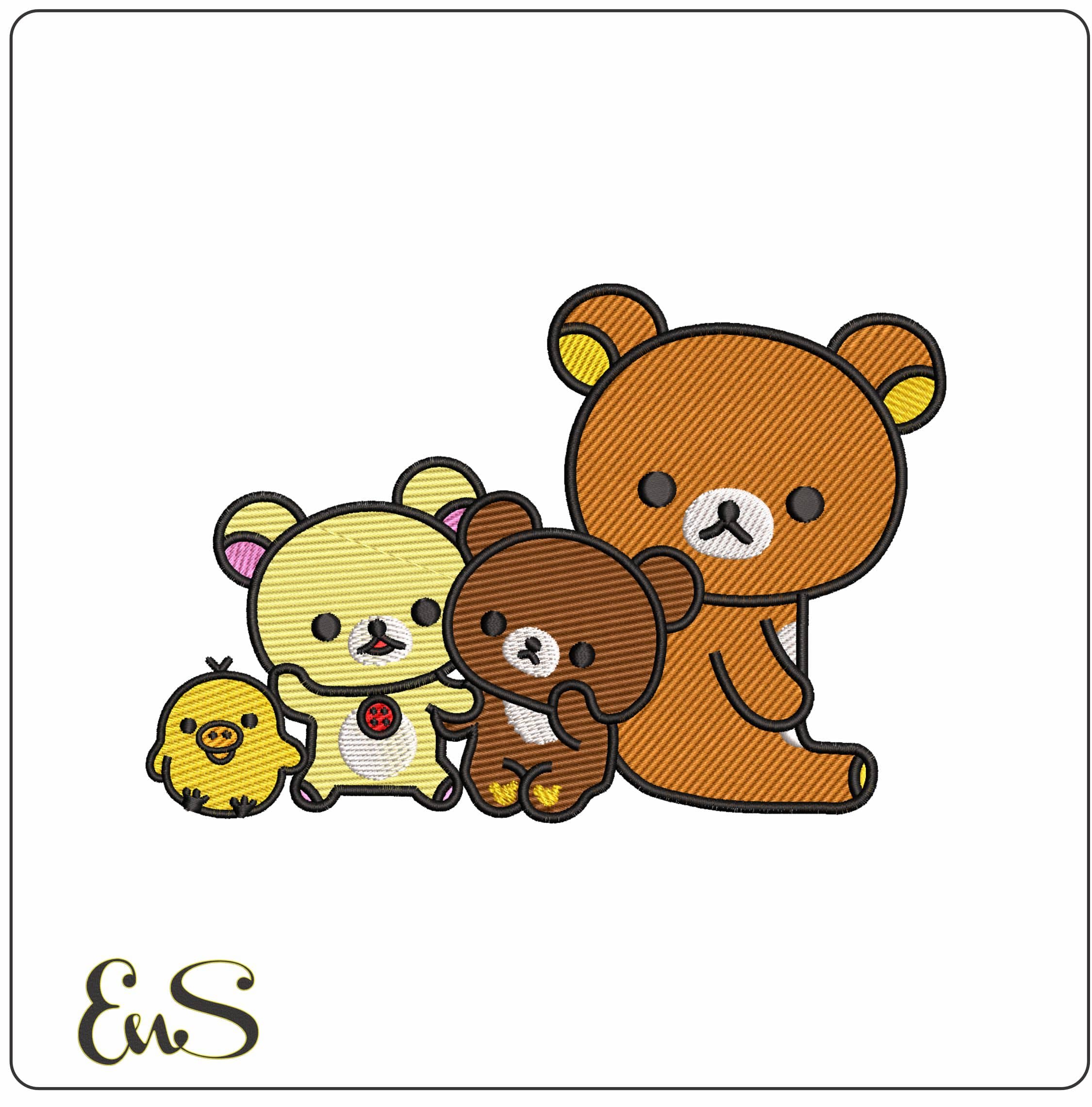 Childrens Bears and Duck - Elegant embroidery design file - instant download