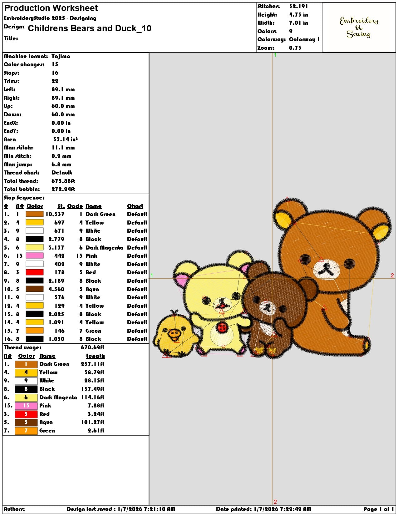 Childrens Bears and Duck - Elegant embroidery design file - instant download — view 3