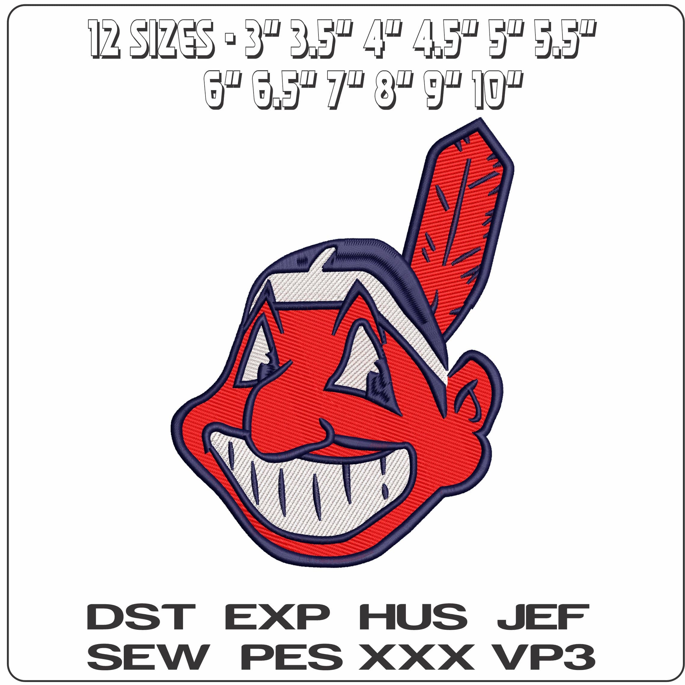 Cleveland Indian MLB - Elegant embroidery design file - instant download — view 2