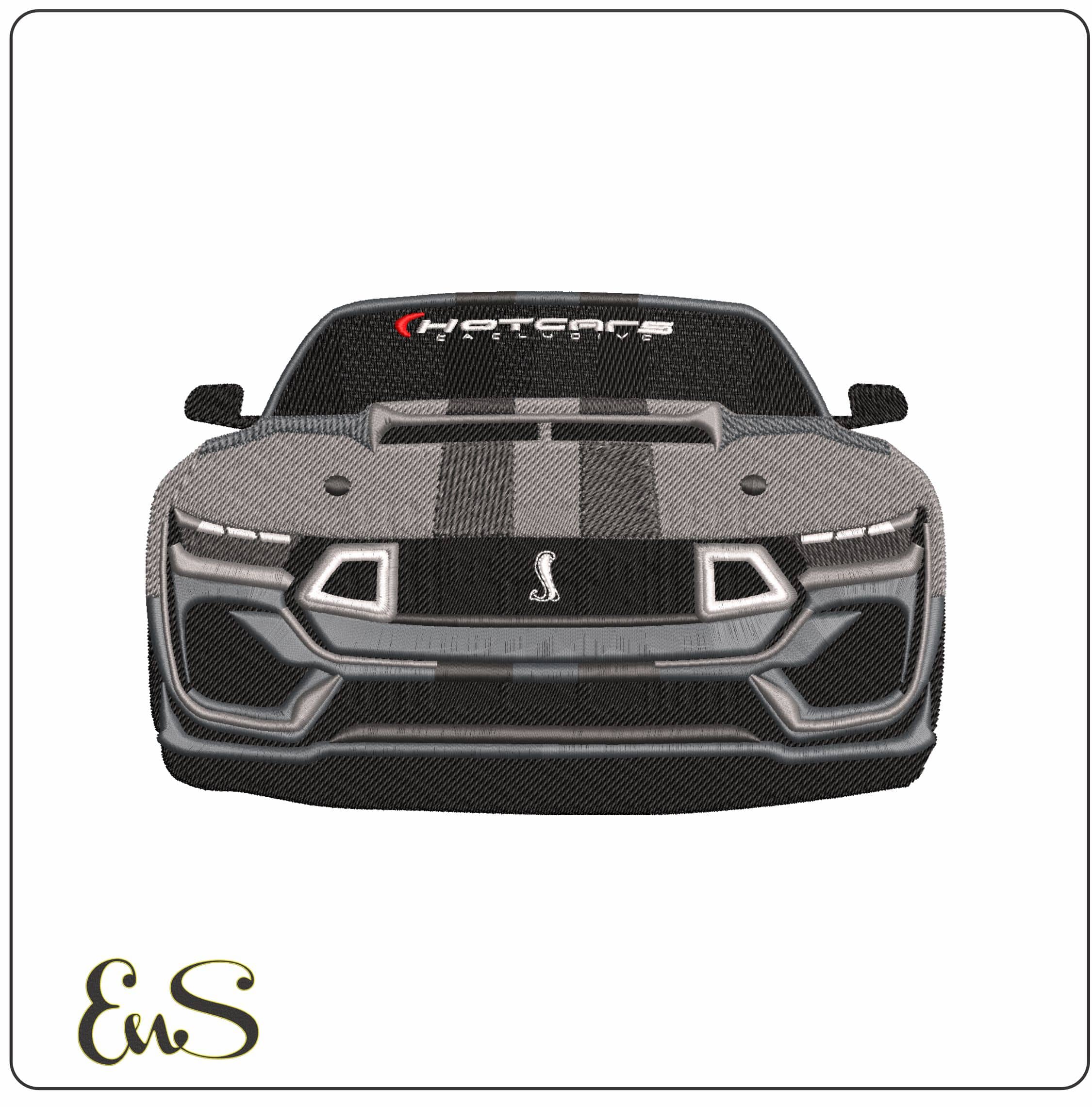 Cobra Mustang car front on - Elegant embroidery design file - instant download