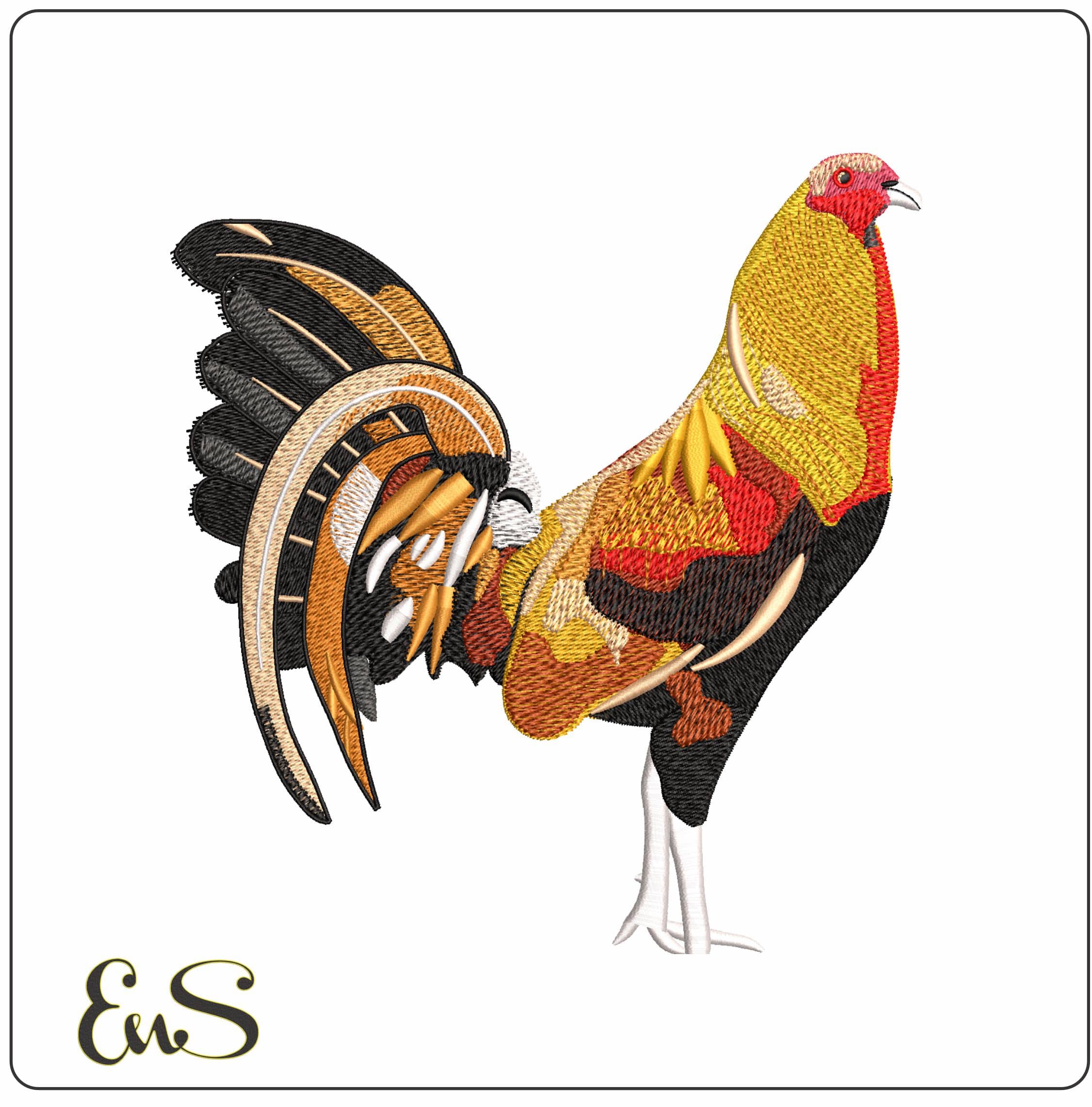 Colorful Realistic Hen - Elegant embroidery design file - instant download