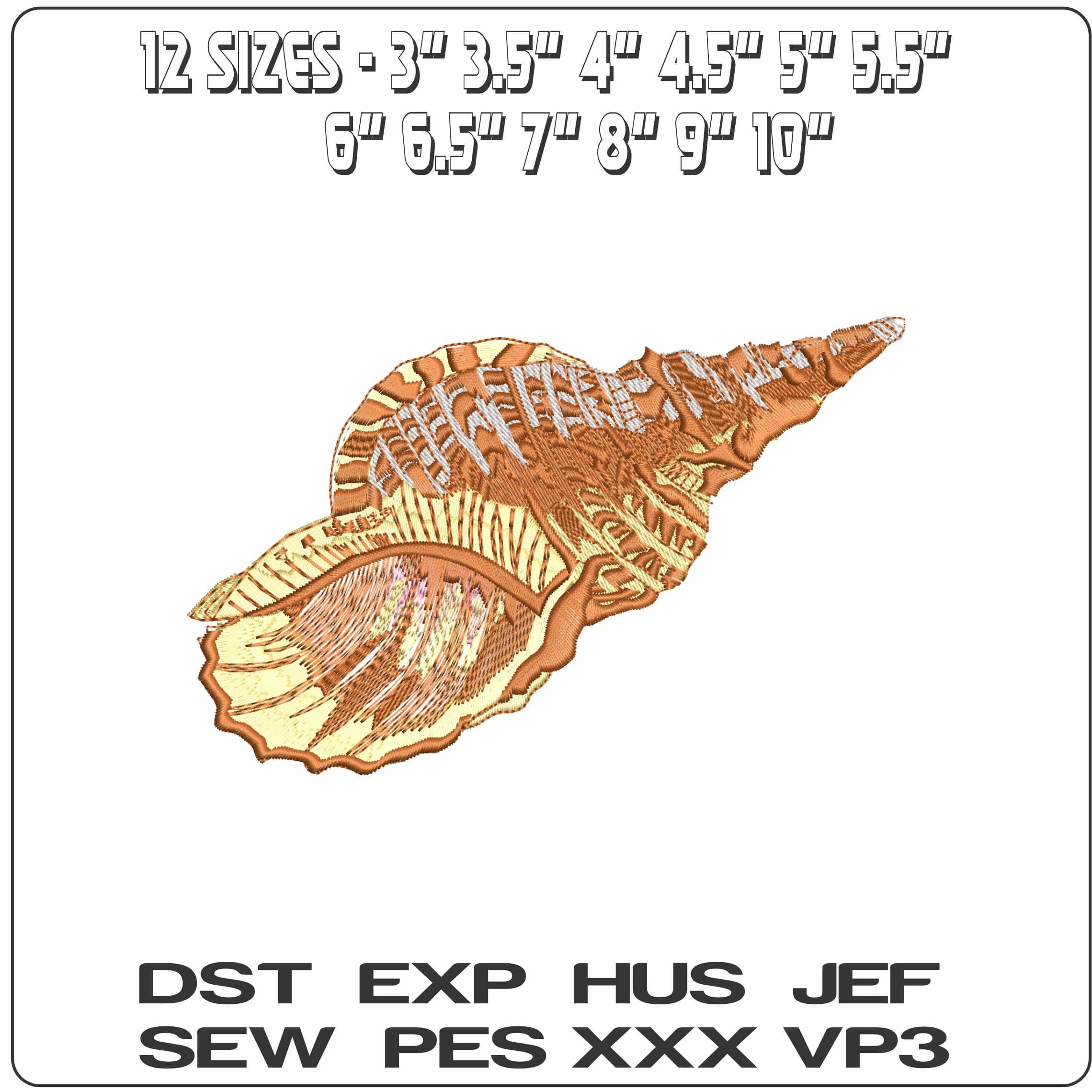 Conical Shell - Elegant embroidery design file - instant download — view 2