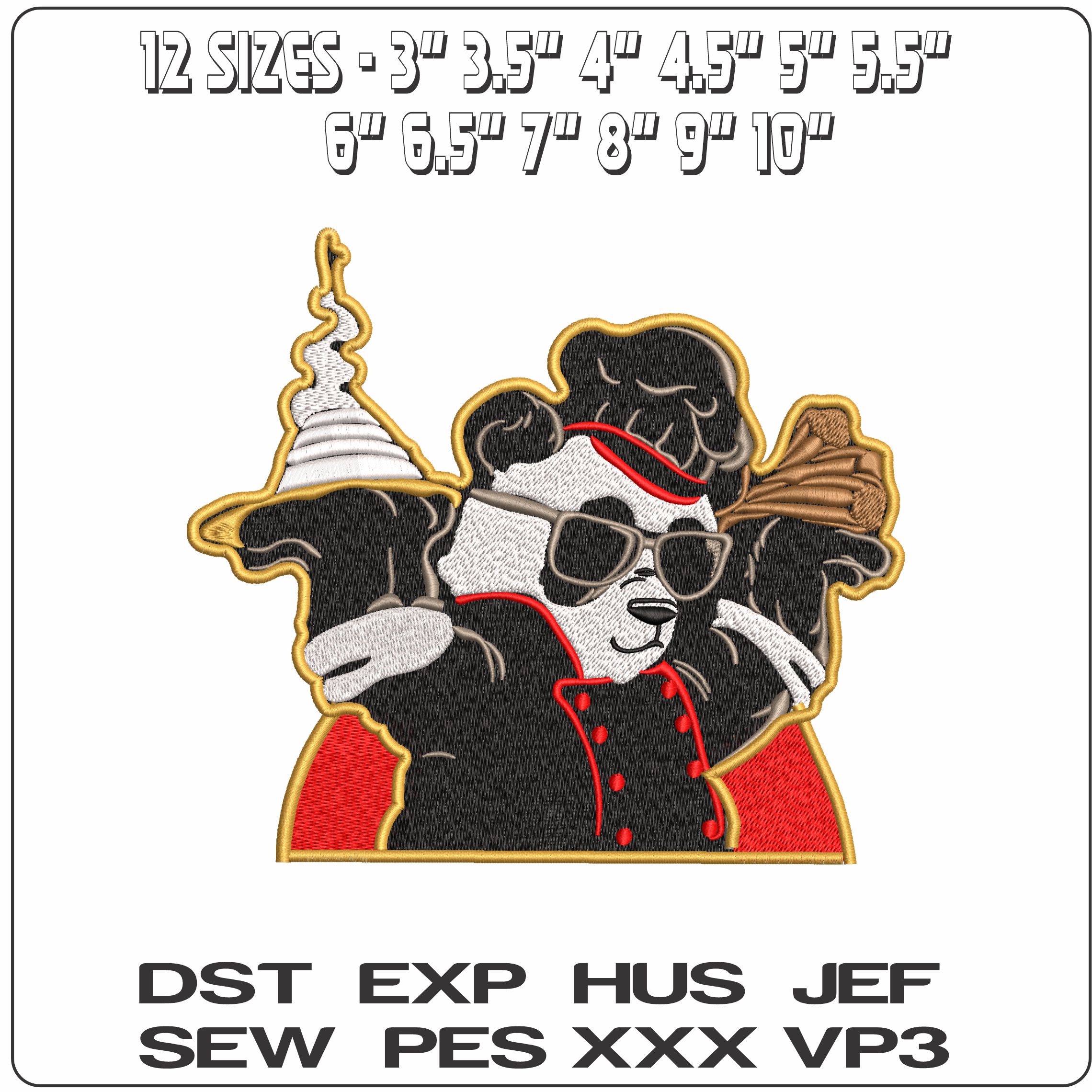 Cool Panda with Food - Elegant embroidery design file - instant download — view 2