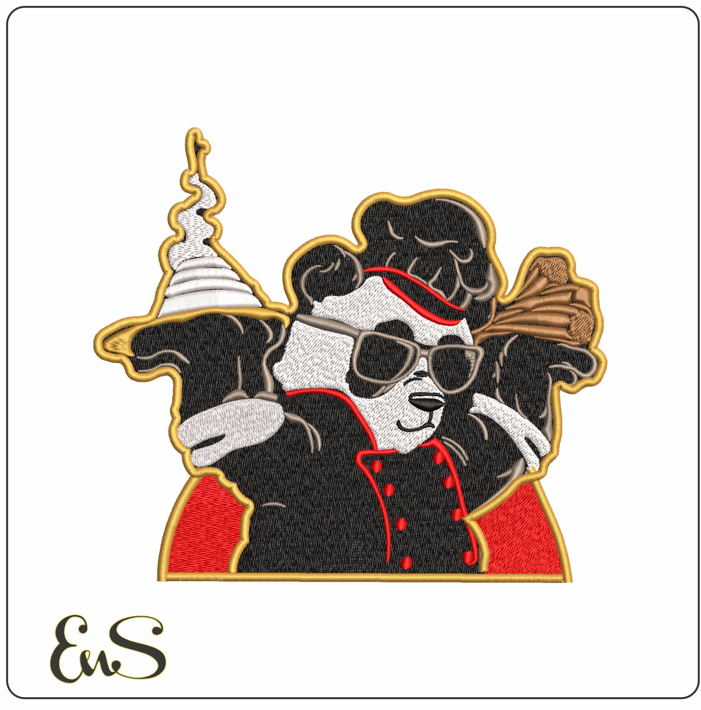 Cool Panda with Food - Elegant embroidery design file - instant download