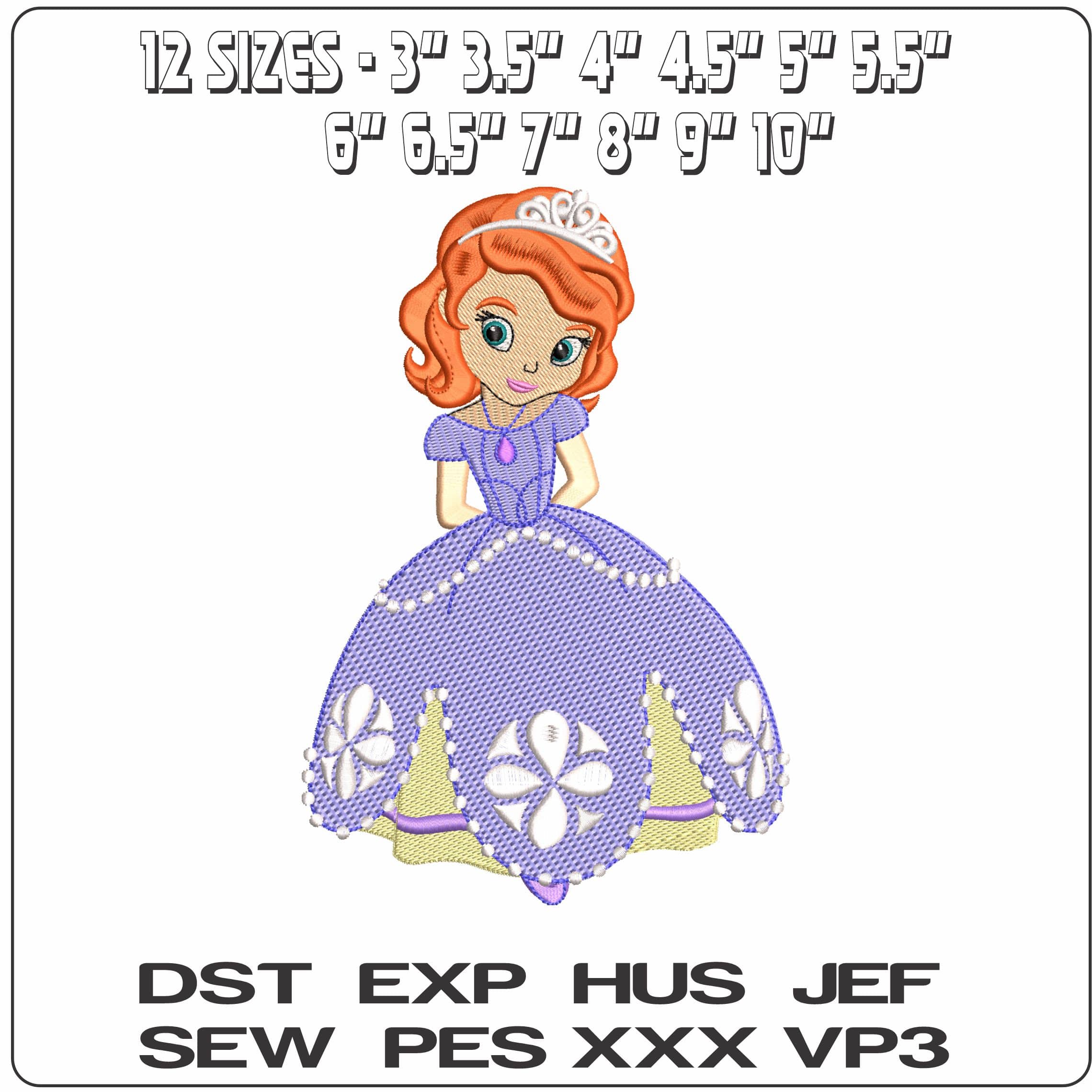 Coy Princess Sofia - Elegant embroidery design file - instant download — view 2