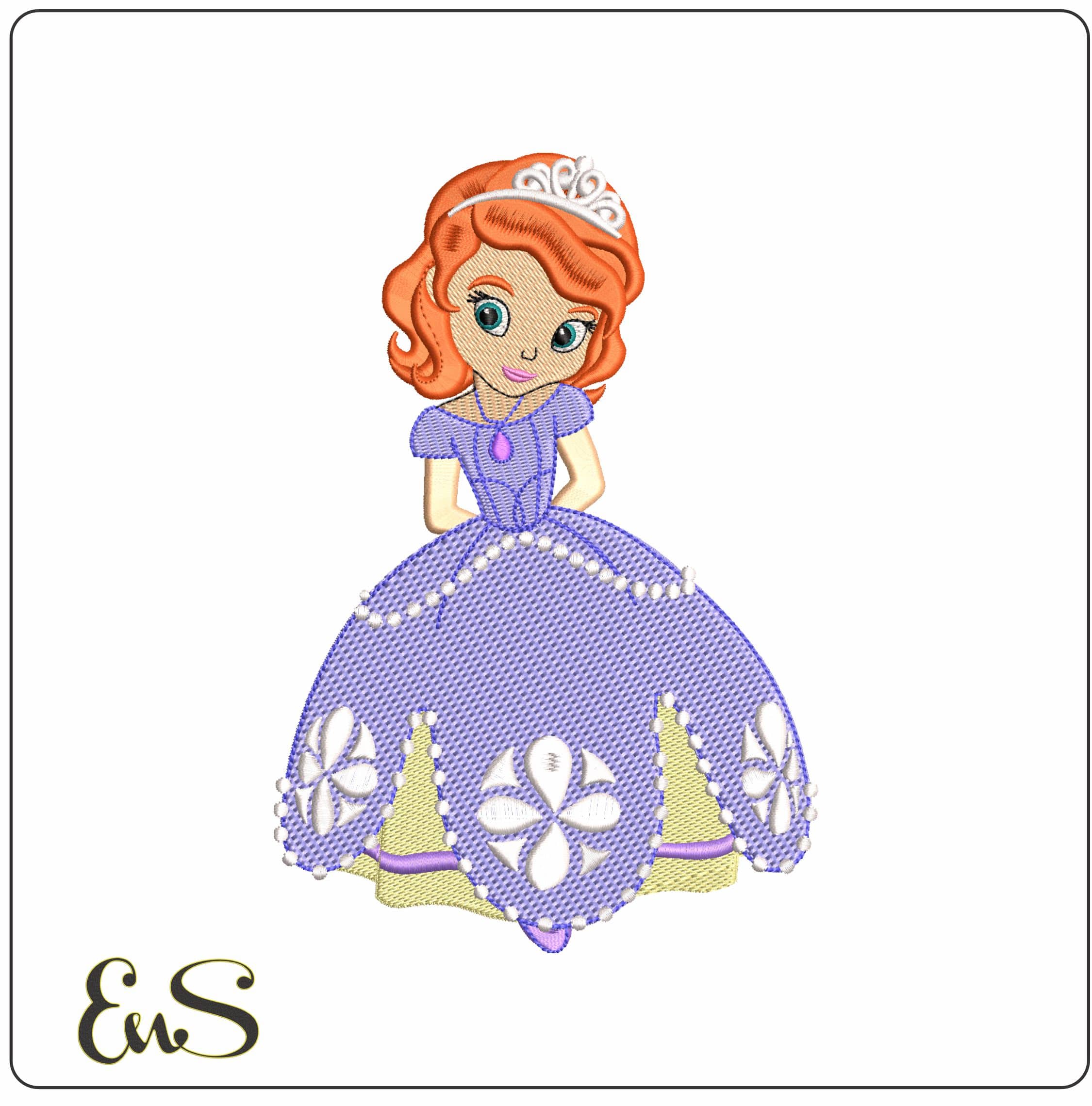 Coy Princess Sofia - Elegant embroidery design file - instant download