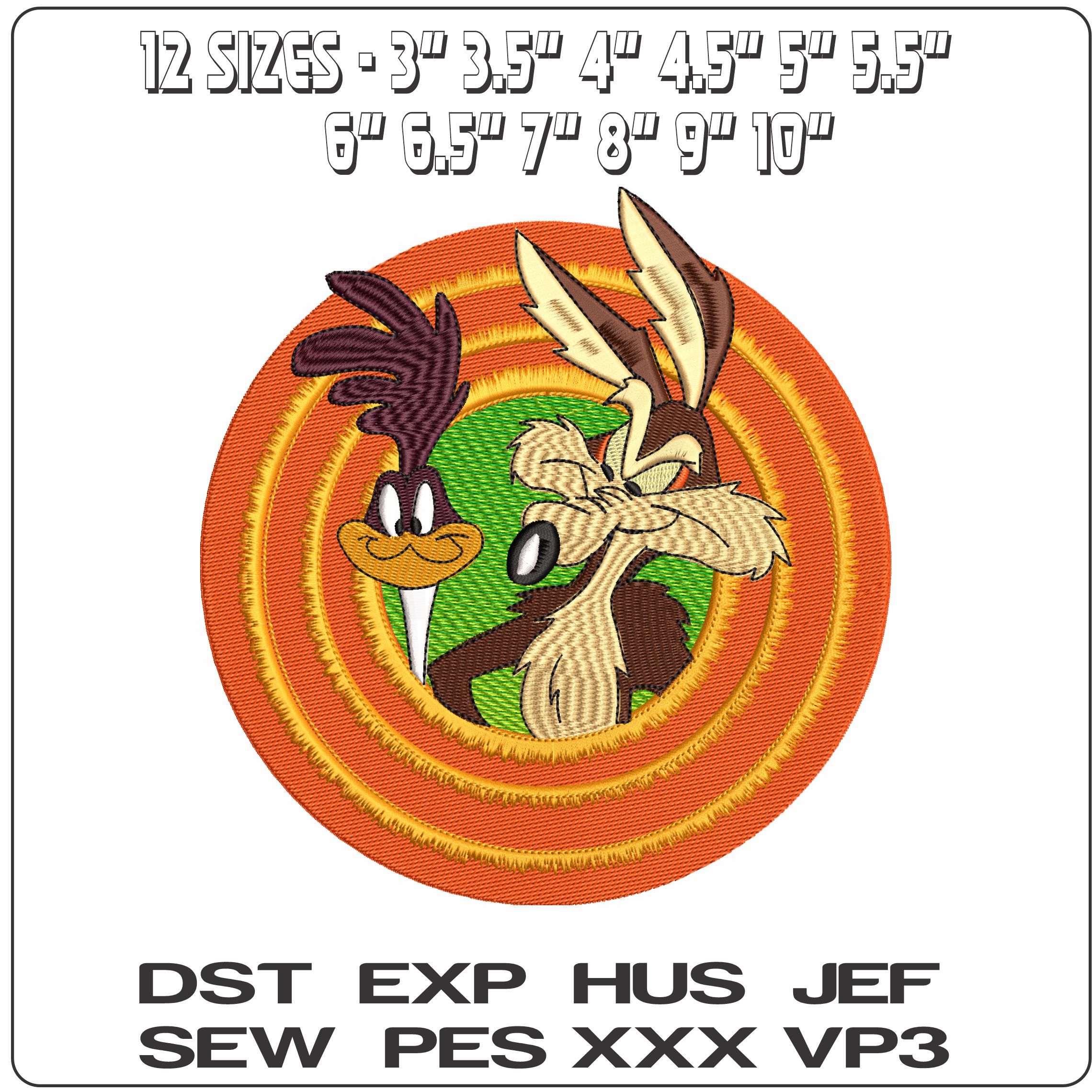 Coyote and Road Runner Looney Tunes - Elegant embroidery design file - instant download — view 2