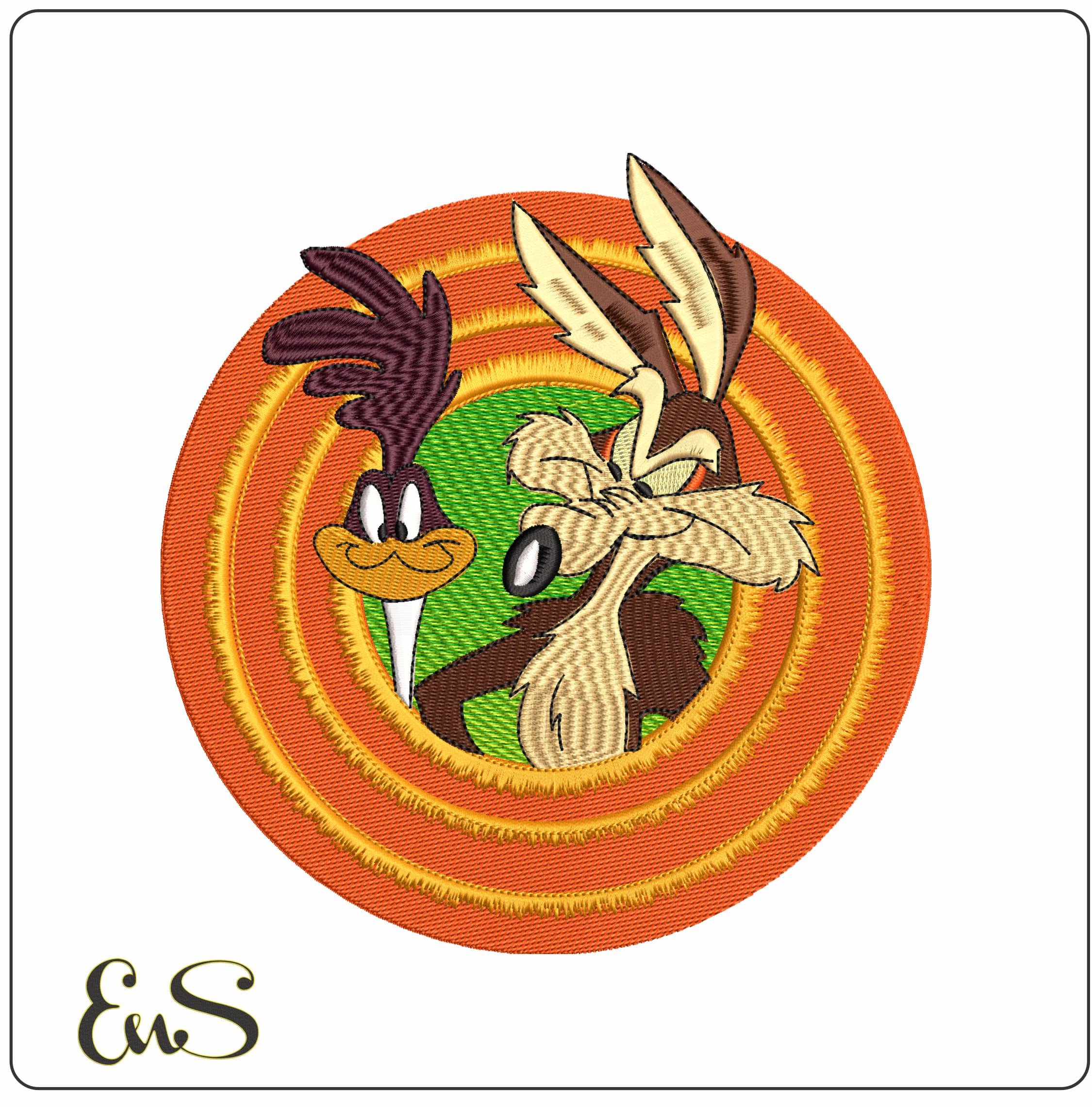 Coyote and Road Runner Looney Tunes - Elegant embroidery design file - instant download