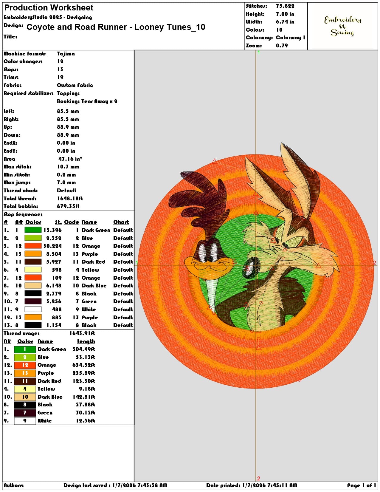 Coyote and Road Runner Looney Tunes - Elegant embroidery design file - instant download — view 3