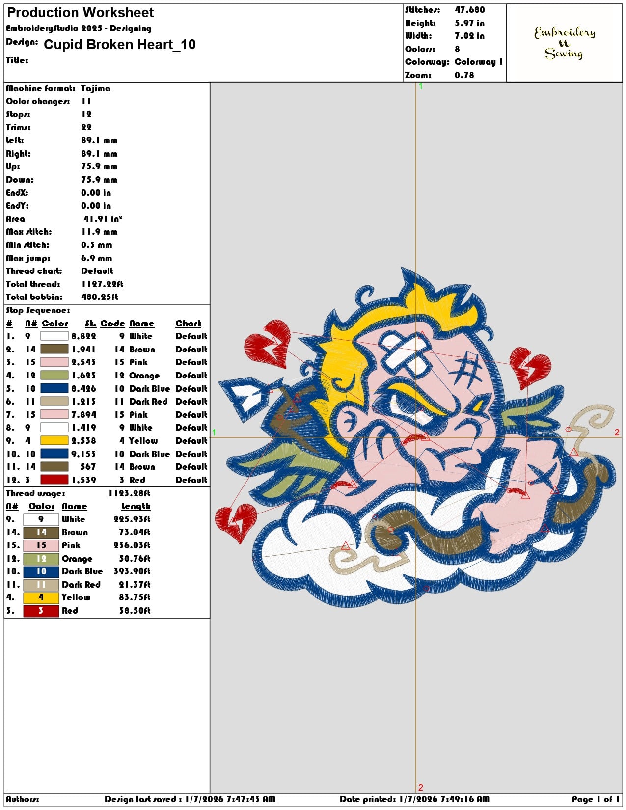 Cupid Broken Heart - Elegant embroidery design file - instant download — view 3