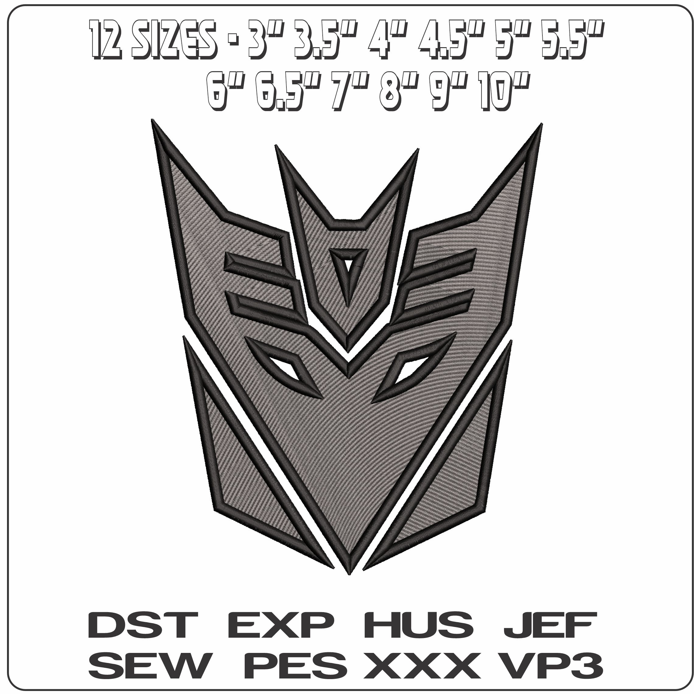 Decepticoms Logo Transformers - Elegant embroidery design file - instant download — view 2