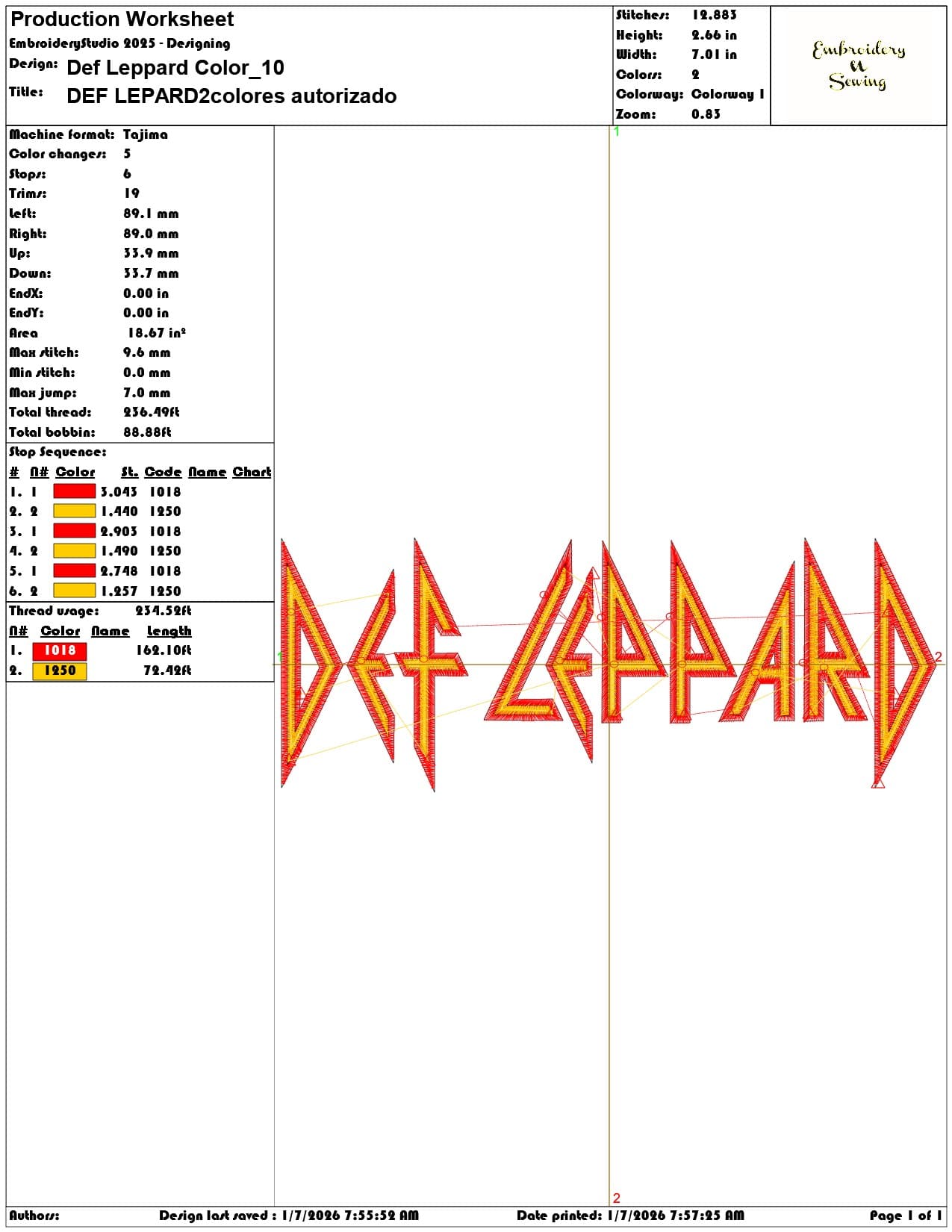 Def Leppard Color - Elegant embroidery design file - instant download — view 3