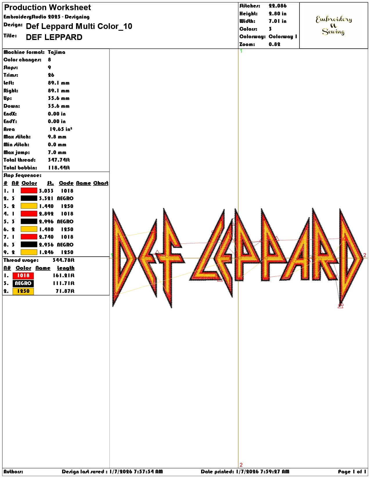 Def Leppard Multi Color - Elegant embroidery design file - instant download — view 3