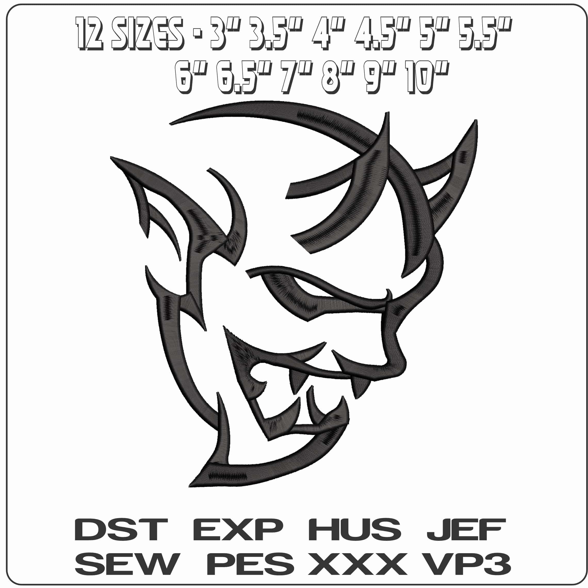 Diablo Devil Line Art - Elegant embroidery design file - instant download — view 2
