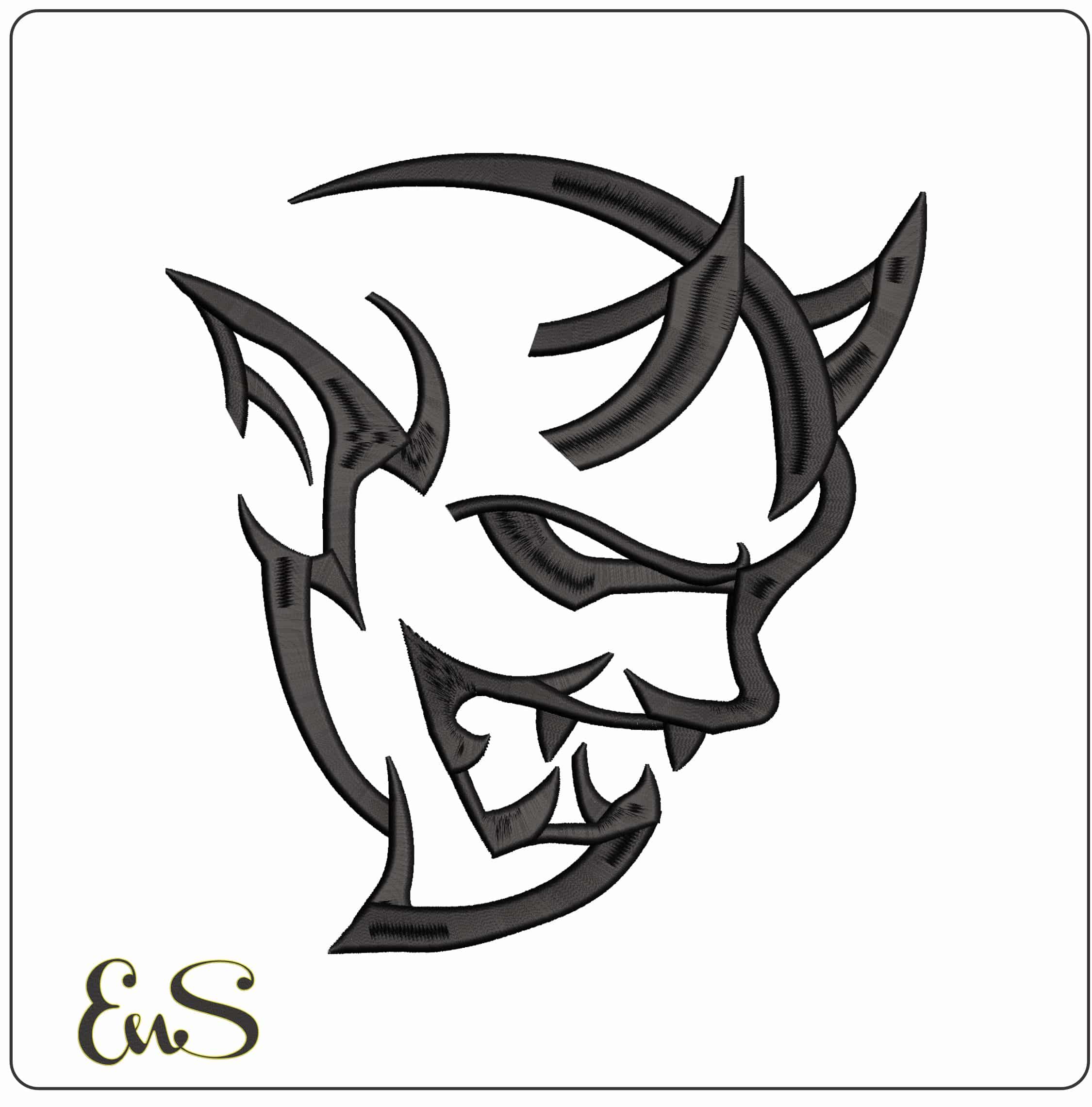 Diablo Devil Line Art - Elegant embroidery design file - instant download