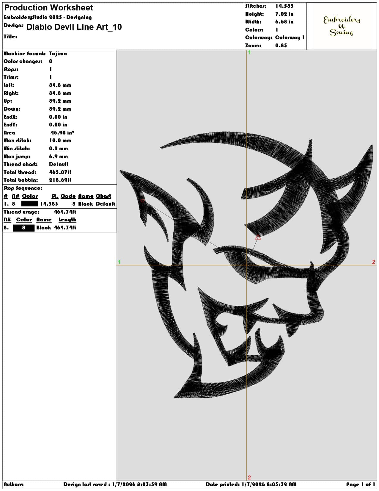Diablo Devil Line Art - Elegant embroidery design file - instant download — view 3
