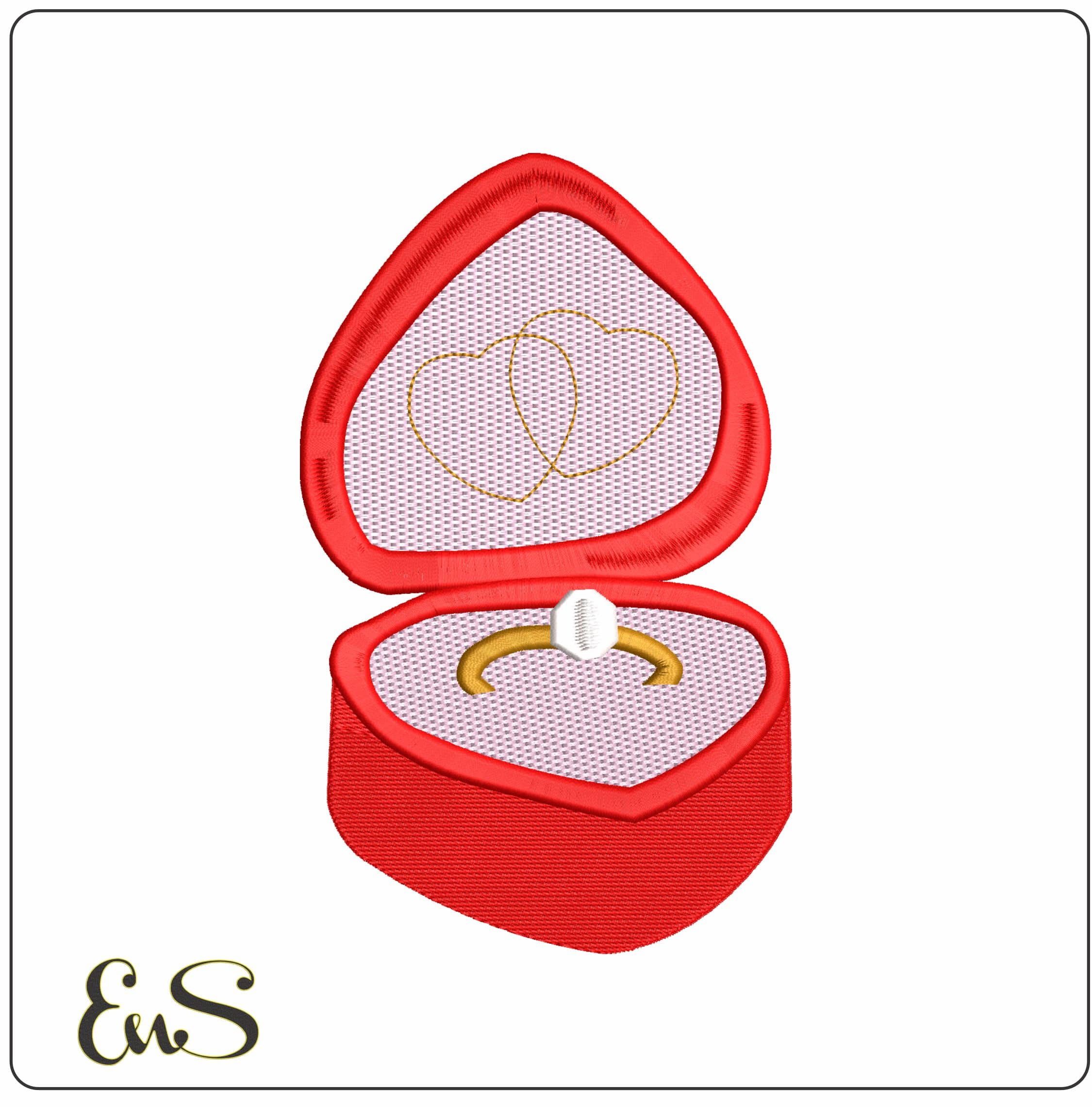 Diamond ring in Box - Elegant embroidery design file - instant download